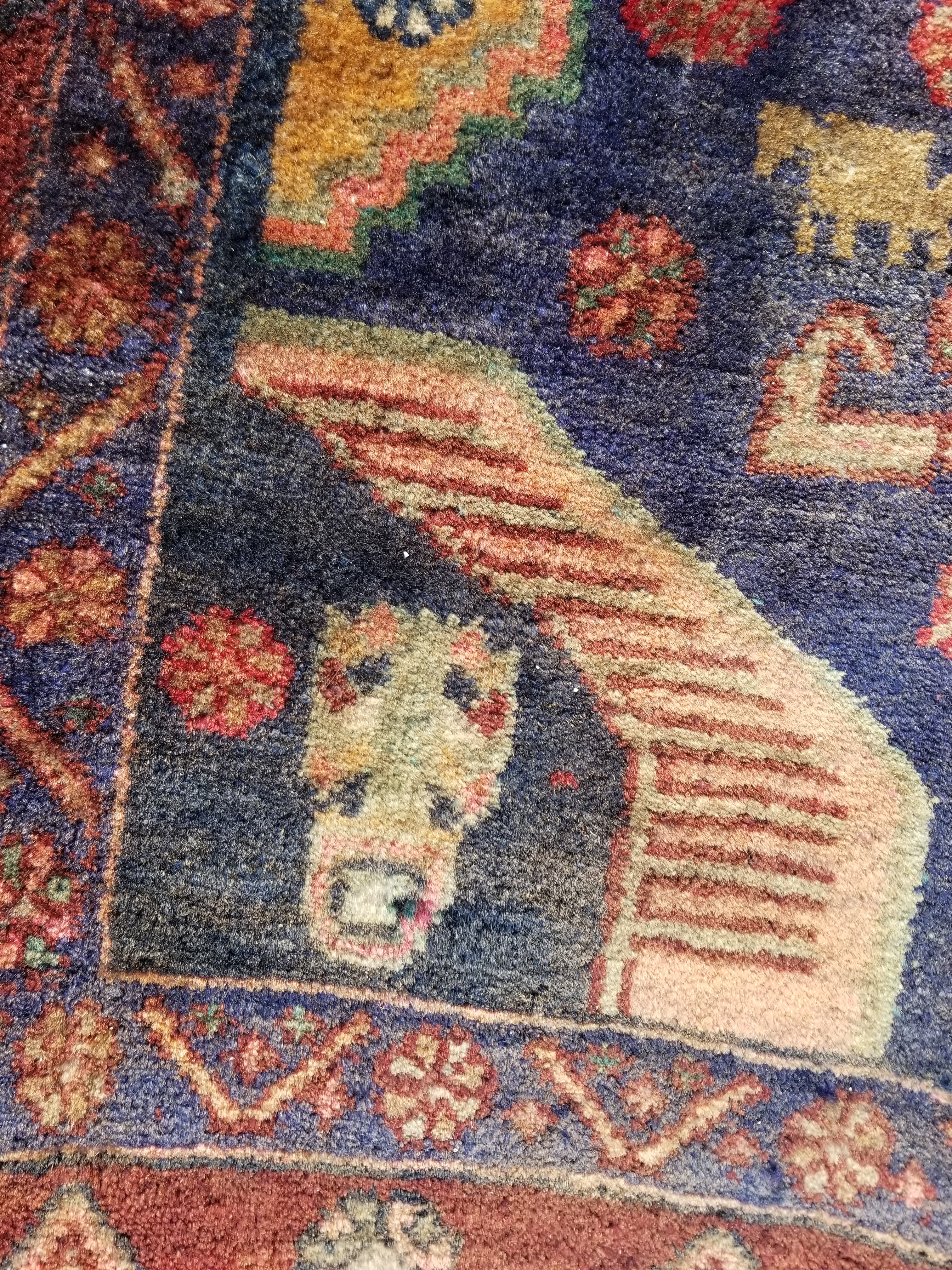 Distressed Antique Traditional Handmade Karabakh Wool Multicolor Rug 257x120cm