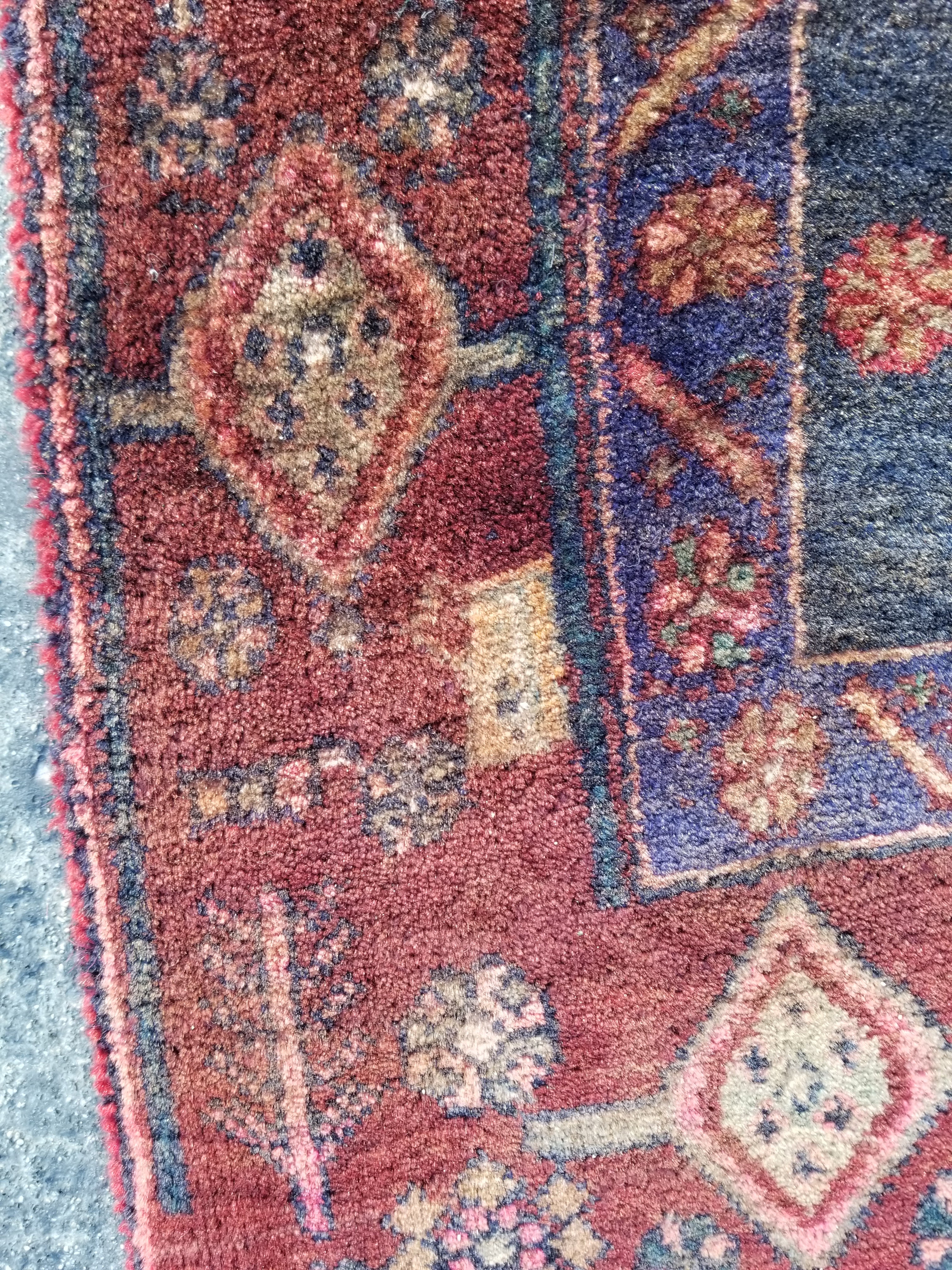 Distressed Antique Traditional Handmade Karabakh Wool Multicolor Rug 257x120cm