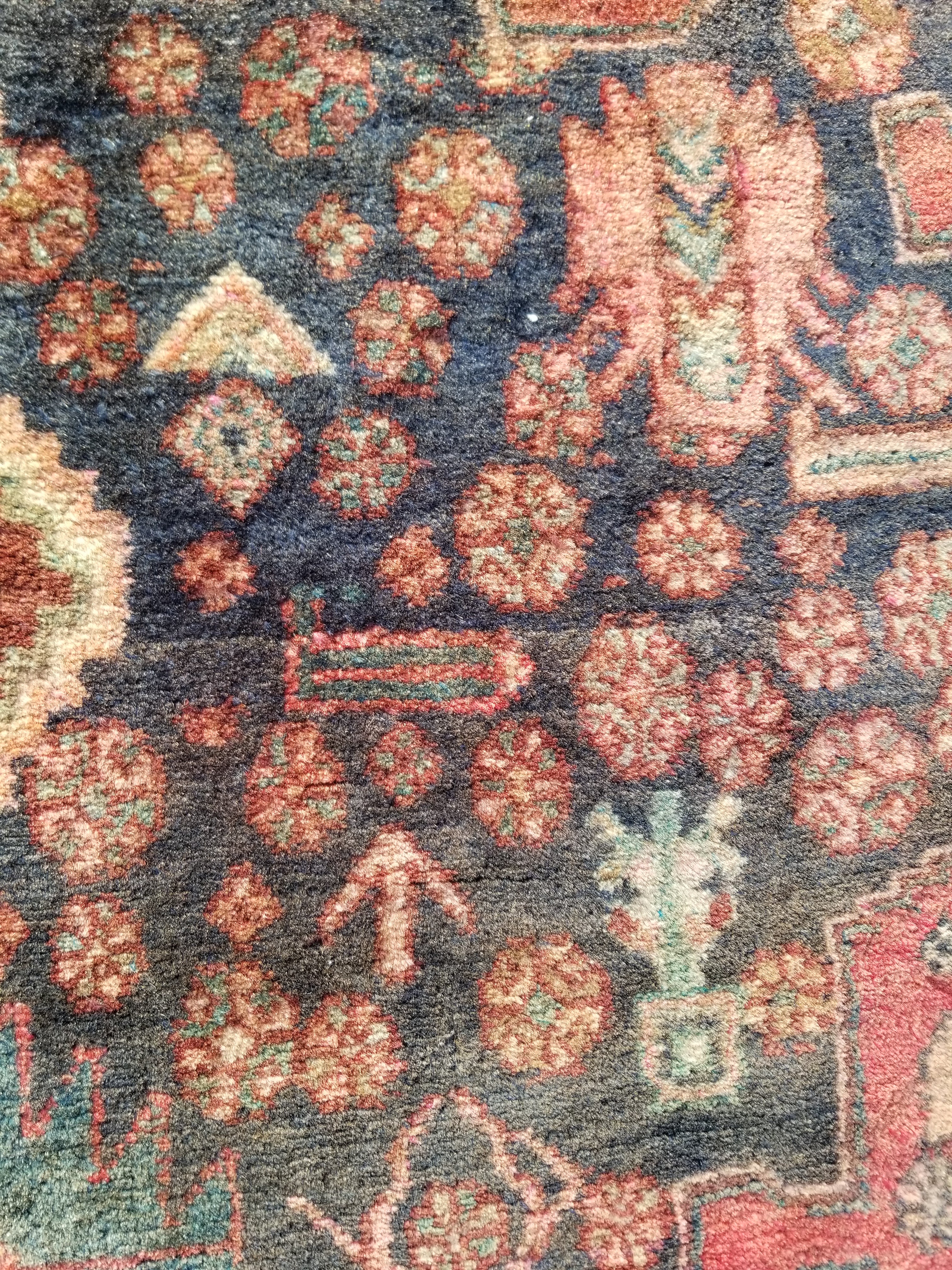 Distressed Antique Traditional Handmade Karabakh Wool Multicolor Rug 257x120cm