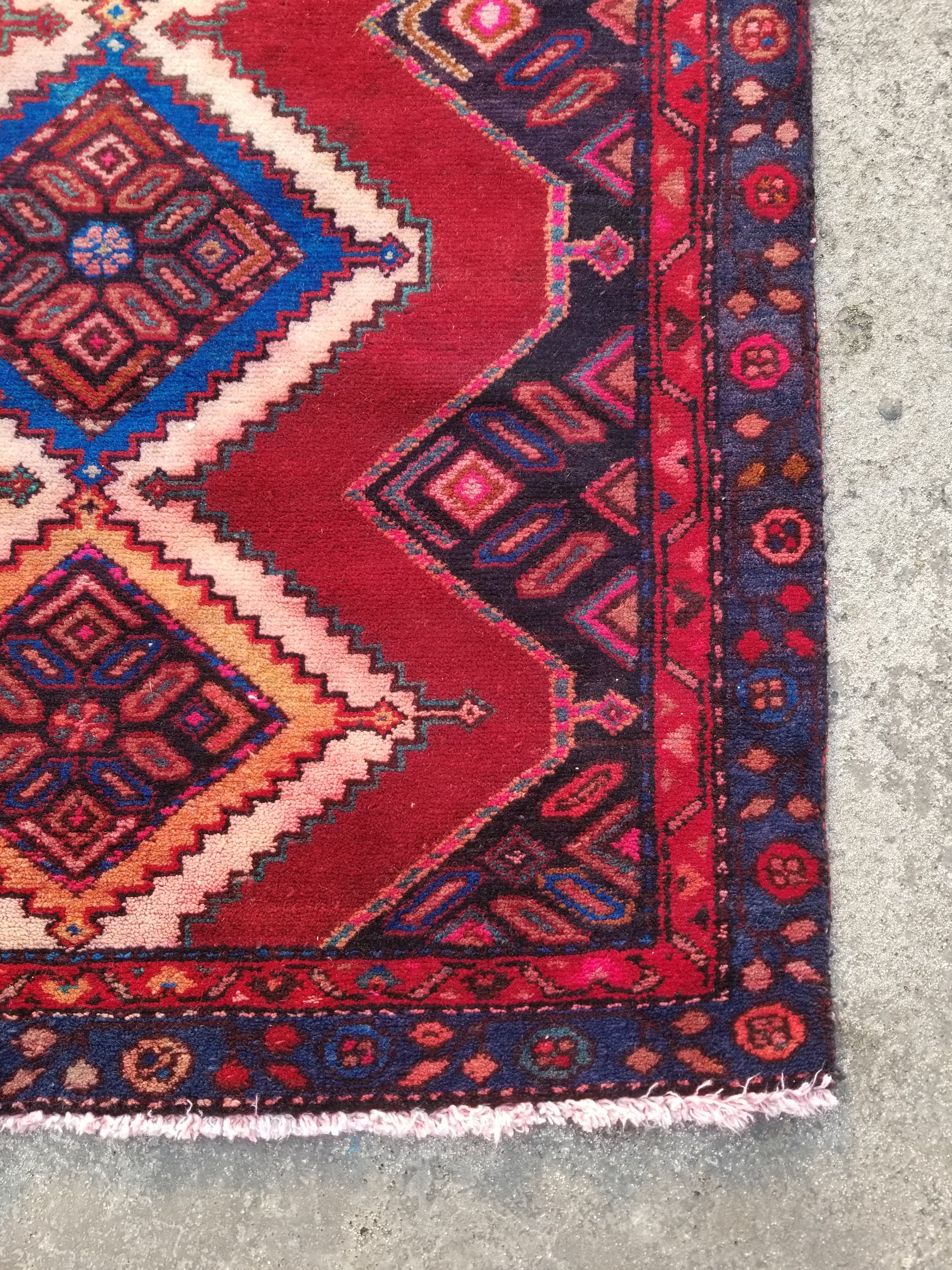Distressed Vintage Traditional Handmade Afghan Wool Multicolor Rug 313x99cm