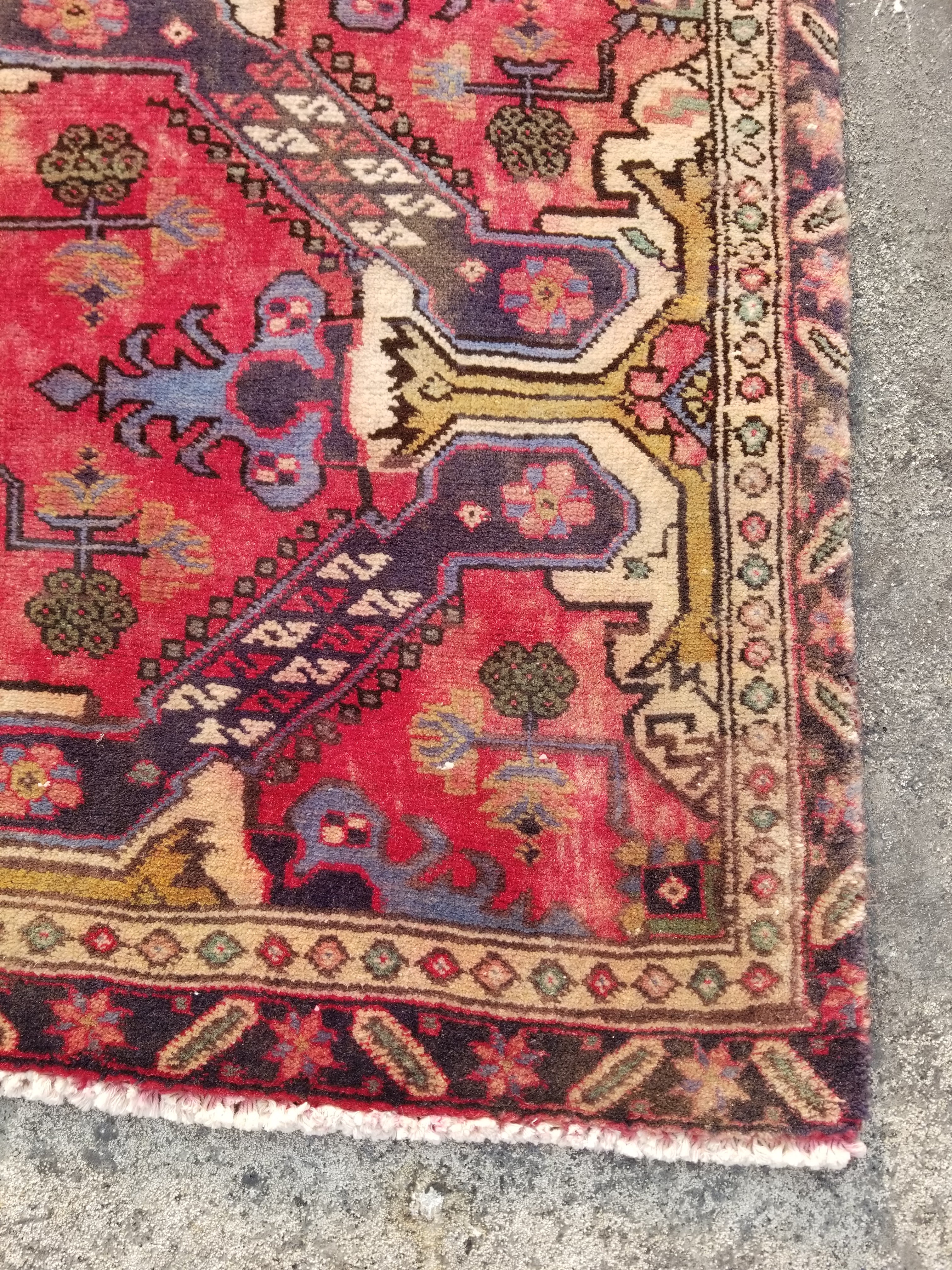 Distressed Vintage Traditional Handmade Oriental Wool Multicolor Rug 160x95cm