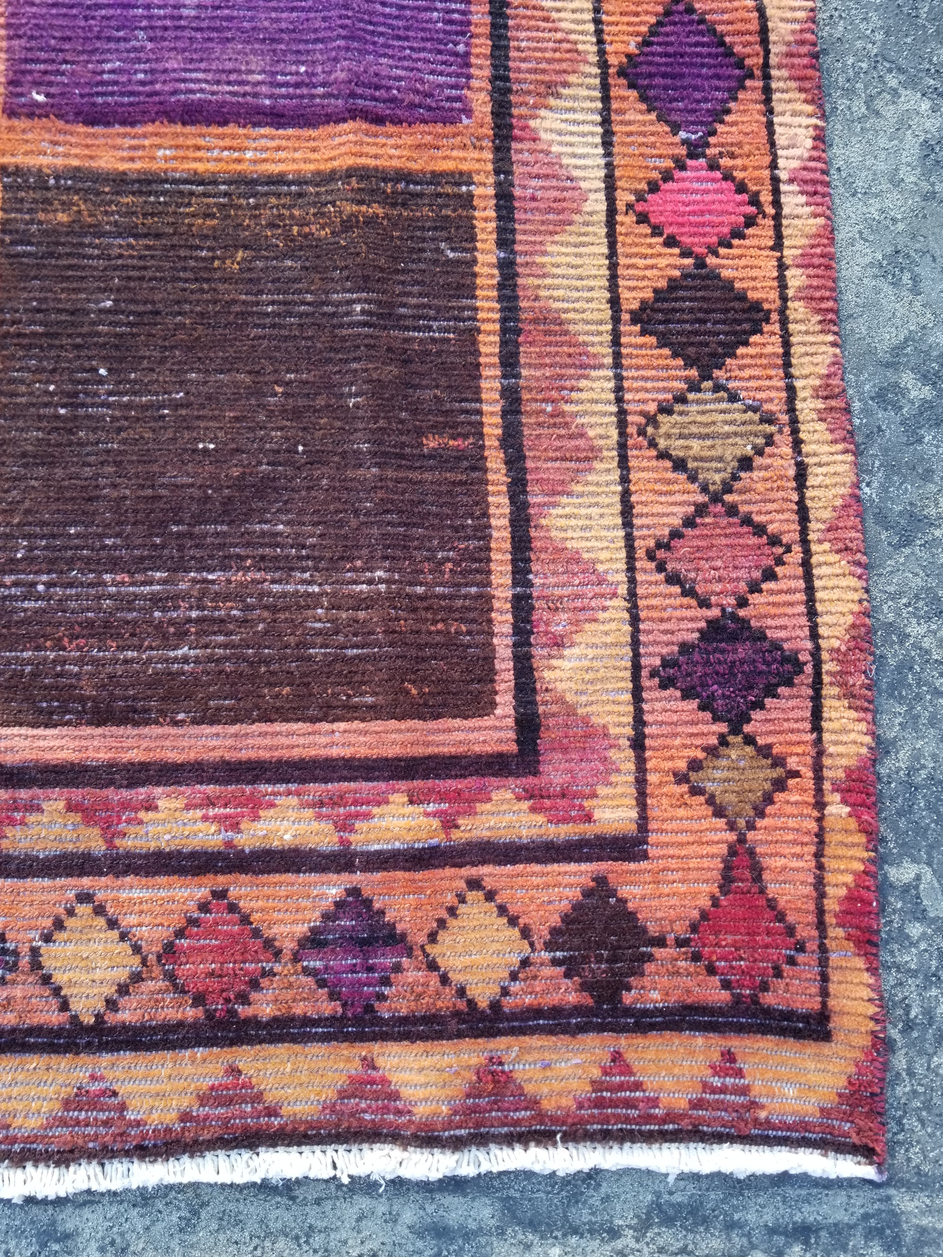 Distressed Vintage Traditional Handmade Oriental Wool Multicolor Rug 224x205cm
