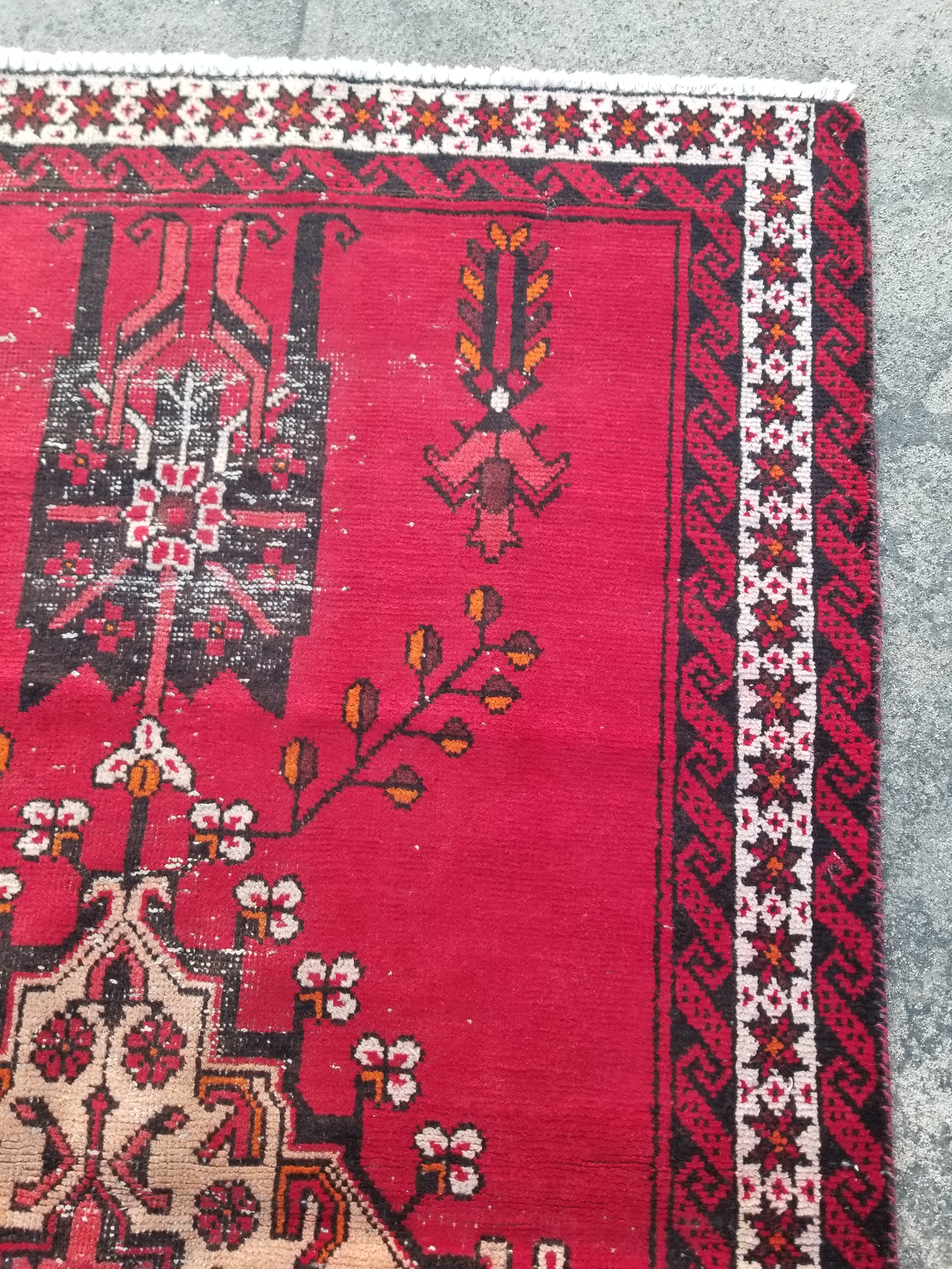 Distressed Vintage Traditional Handmade Turkish Wool Multicolor Rug 193x114cm