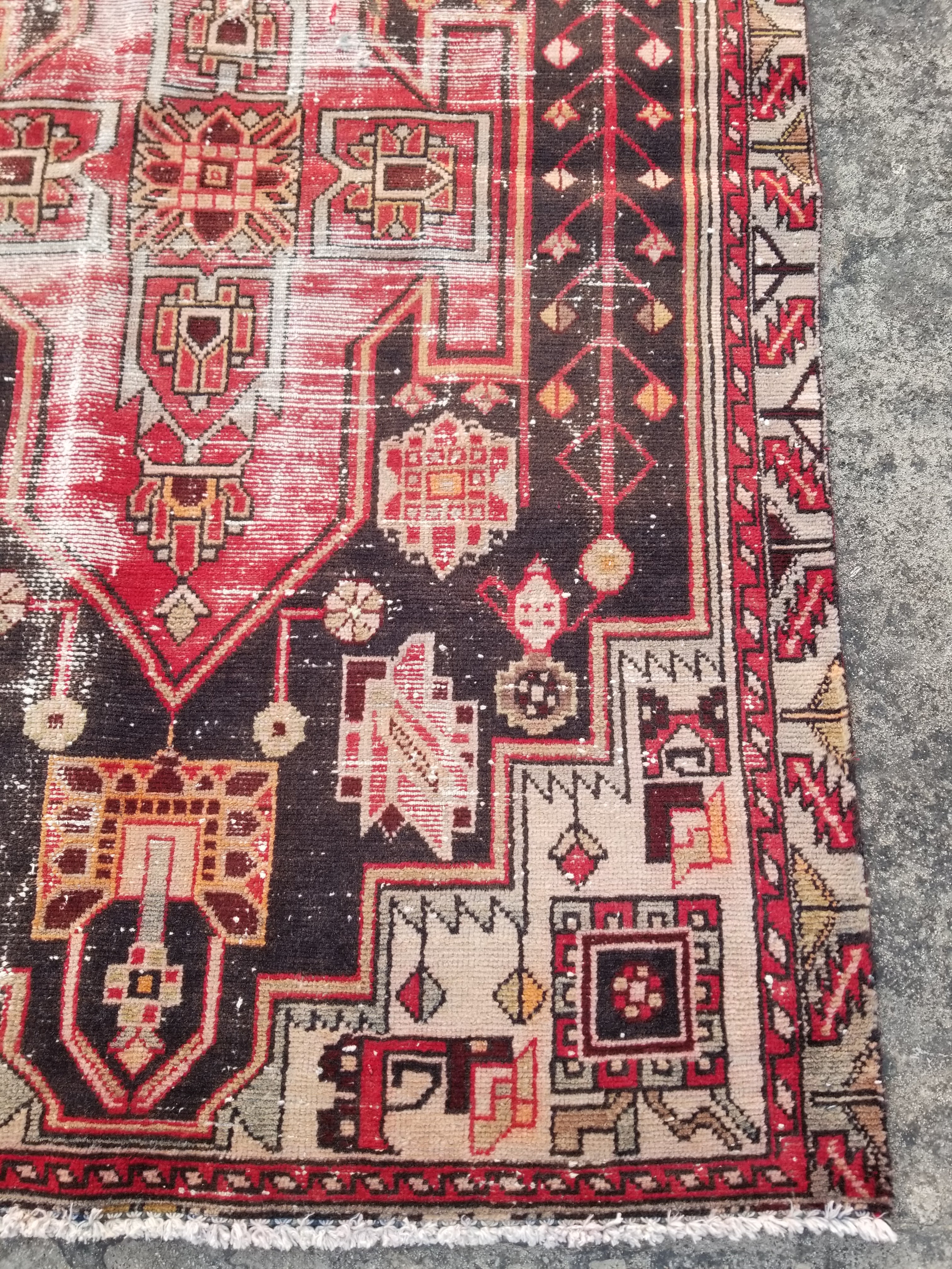 Distressed Vintage Traditional Handmade Shahsawan Wool Multicolor Rug 166x118cm