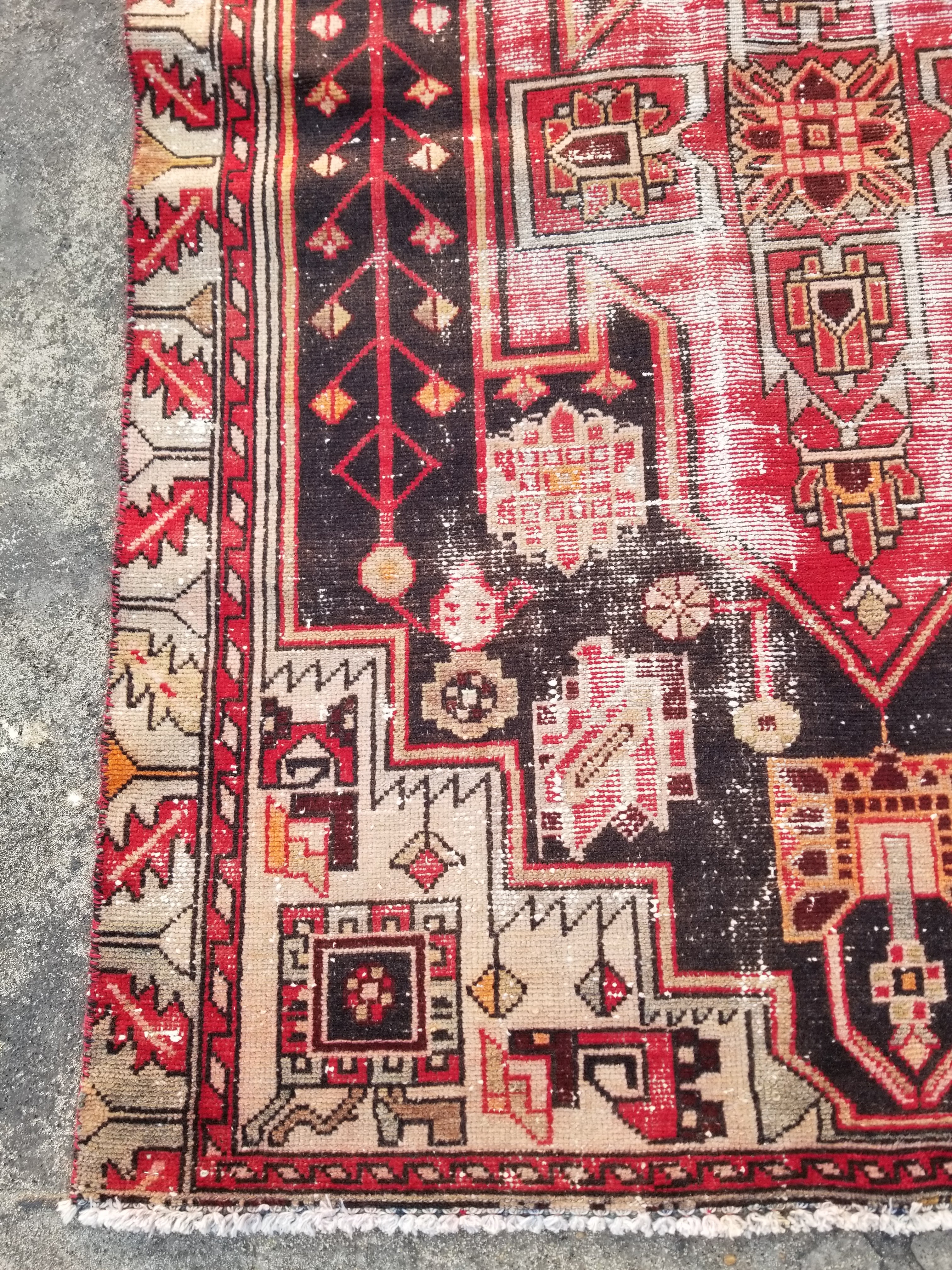 Distressed Vintage Traditional Handmade Shahsawan Wool Multicolor Rug 166x118cm