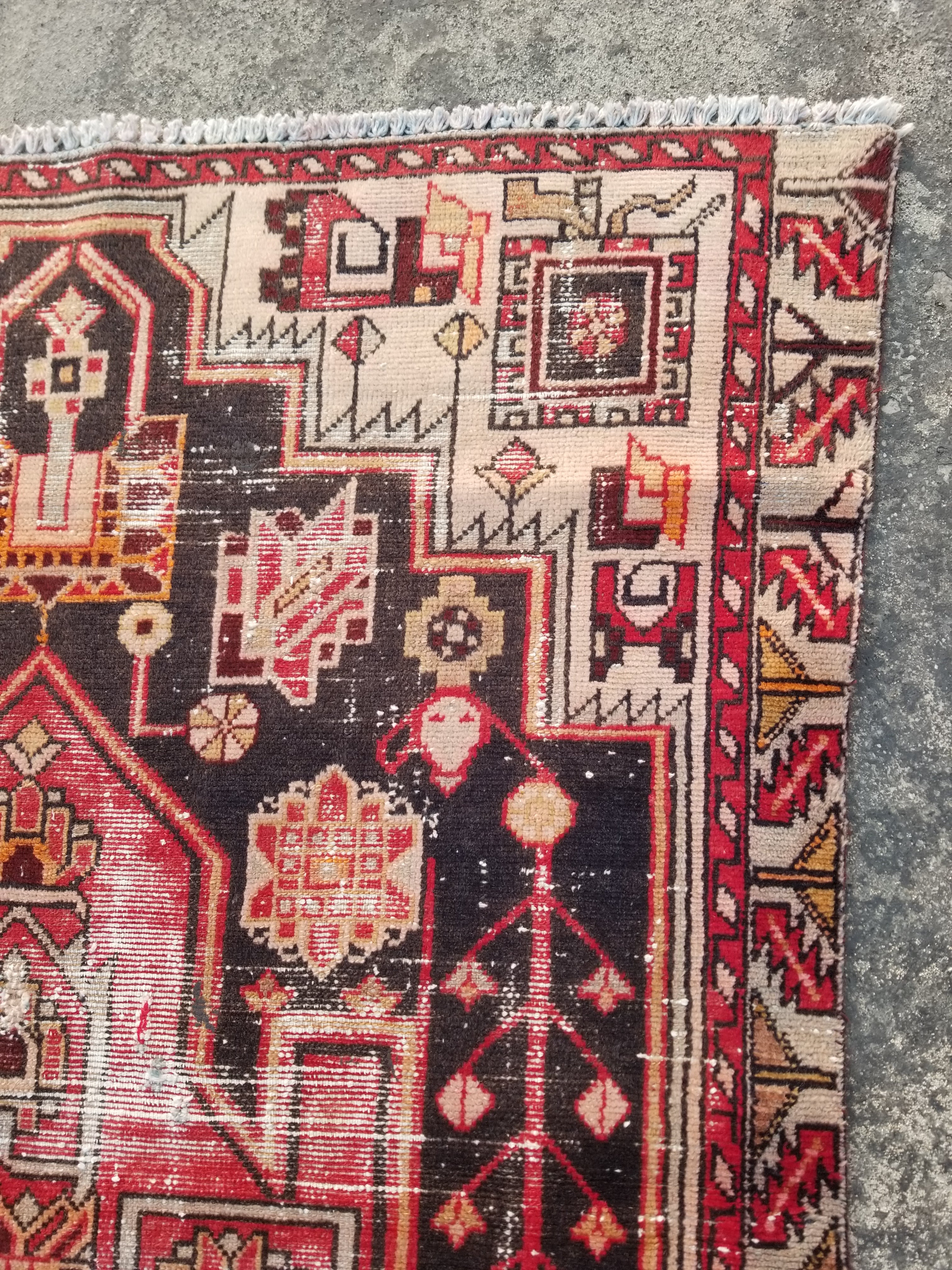 Distressed Vintage Traditional Handmade Shahsawan Wool Multicolor Rug 166x118cm