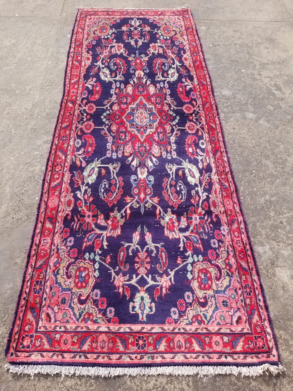 Antique Traditional Handmade Oriental Wool Multicolor Runner Rug 295x110cm