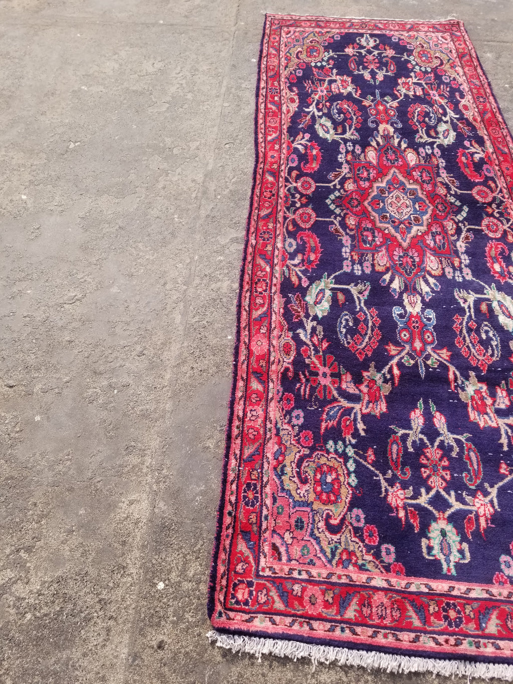 Antique Traditional Handmade Oriental Wool Multicolor Runner Rug 295x110cm