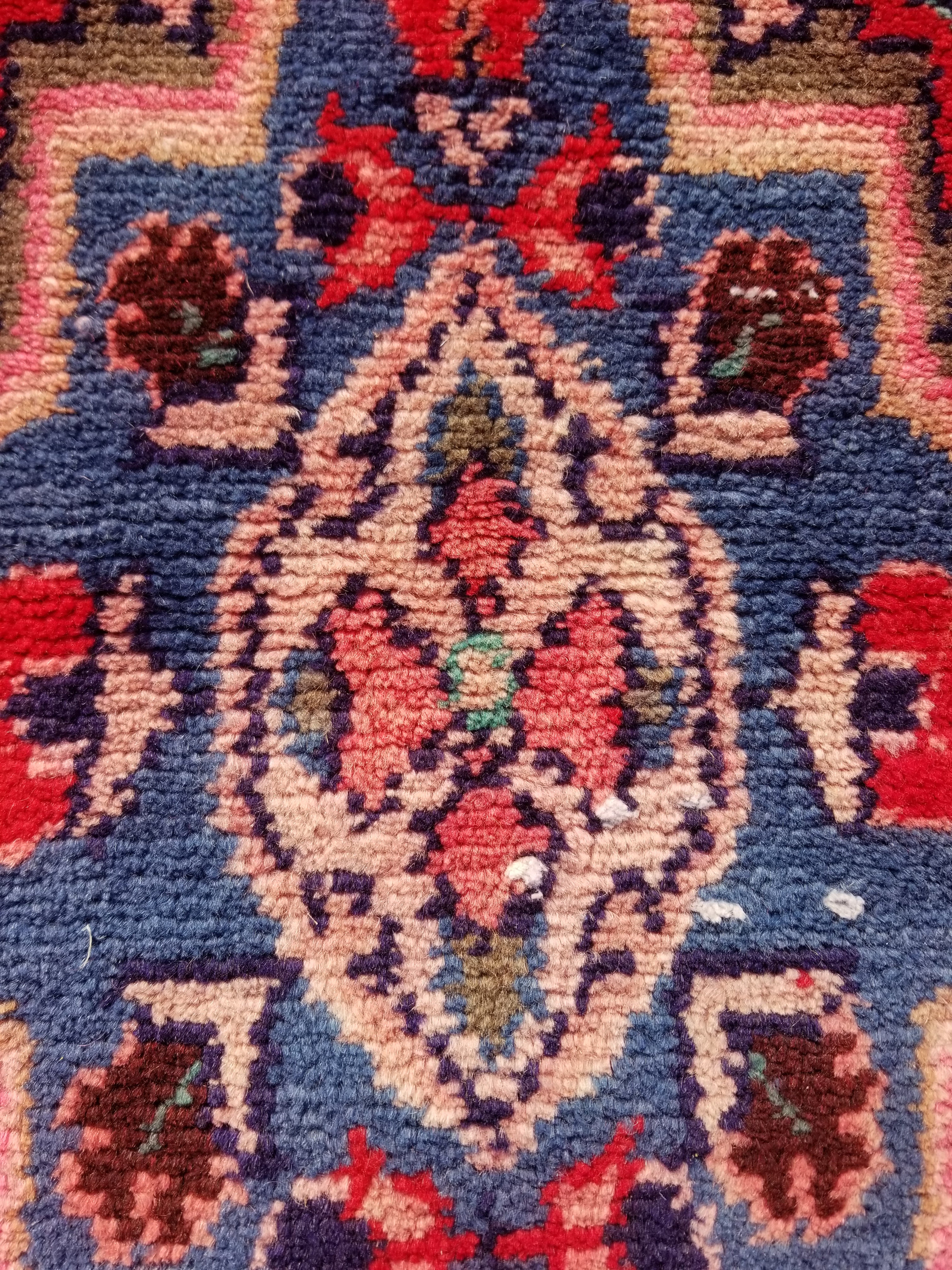 Antique Traditional Handmade Oriental Wool Multicolor Runner Rug 295x110cm