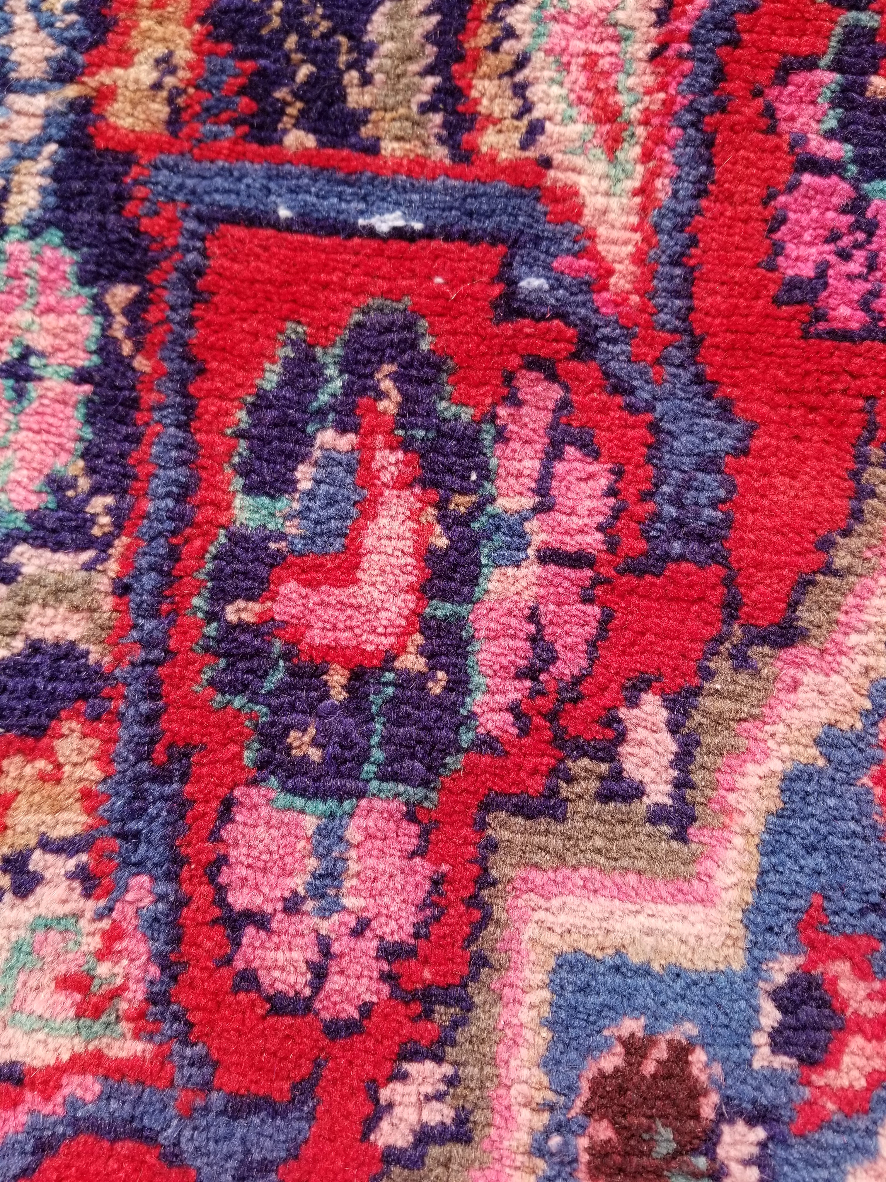 Antique Traditional Handmade Oriental Wool Multicolor Runner Rug 295x110cm