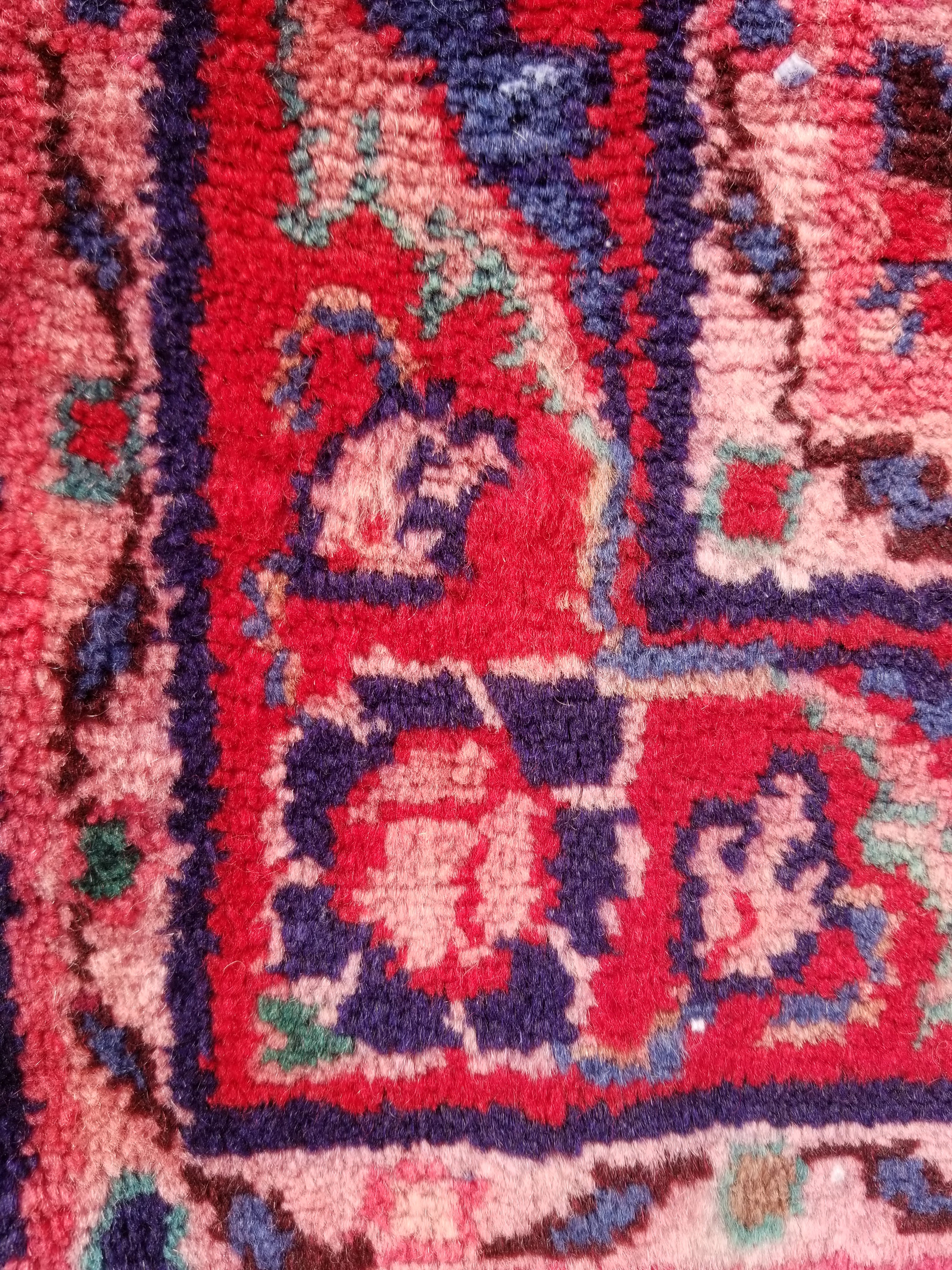 Antique Traditional Handmade Oriental Wool Multicolor Runner Rug 295x110cm