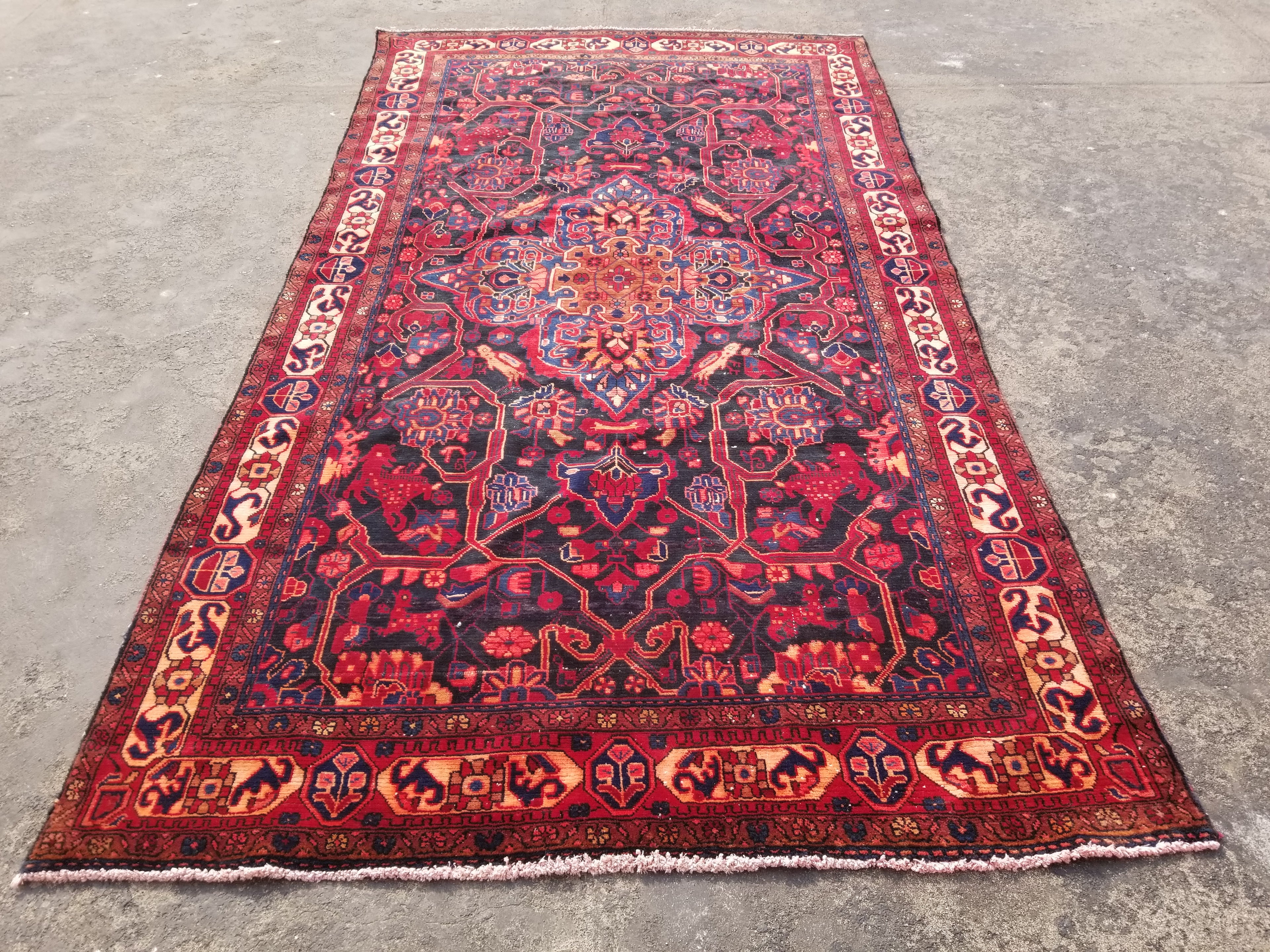 Distressed Vintage Handmade Navahand Wool Multicolor Rug 286x148cm