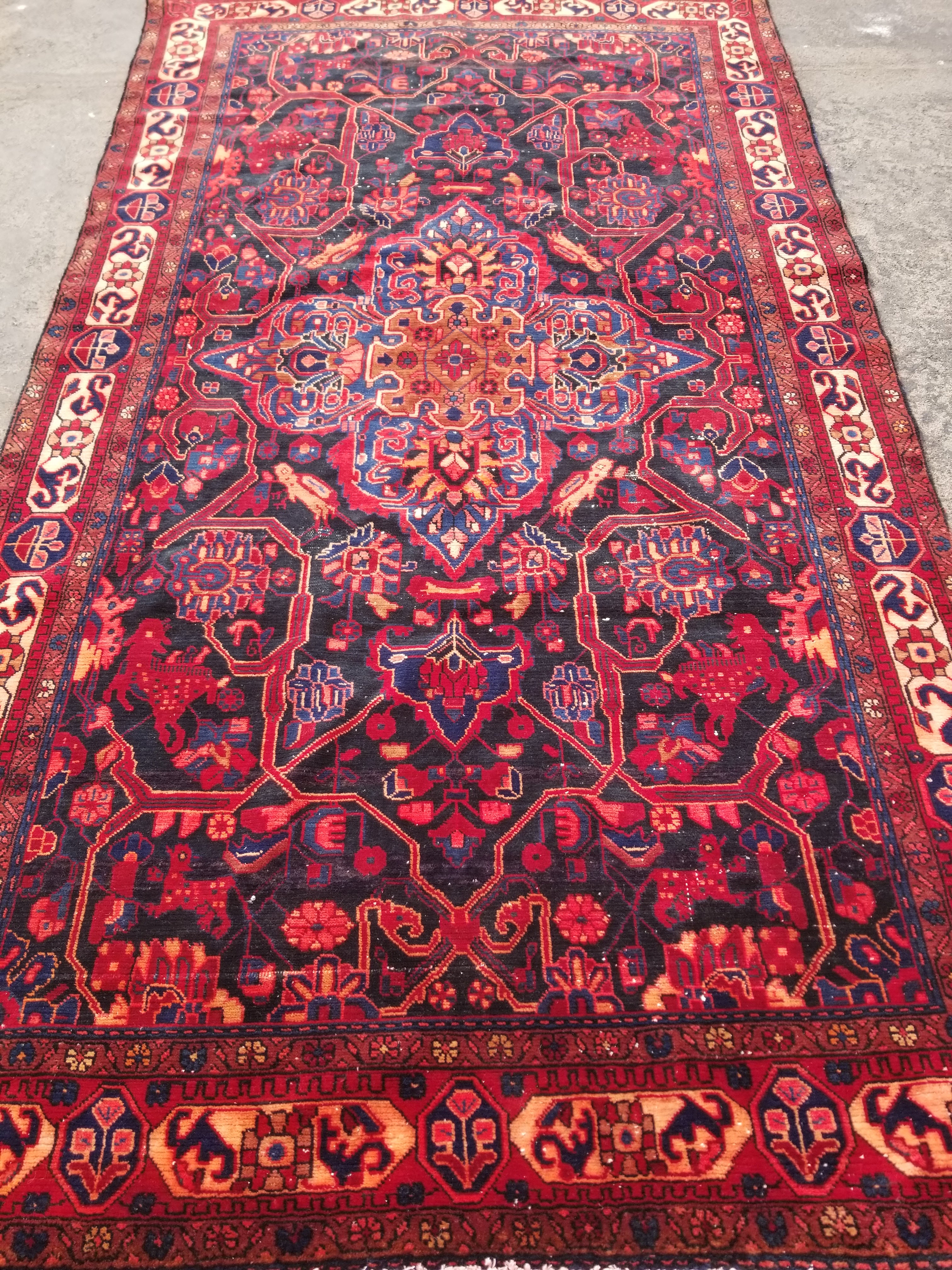 Distressed Vintage Handmade Navahand Wool Multicolor Rug 286x148cm