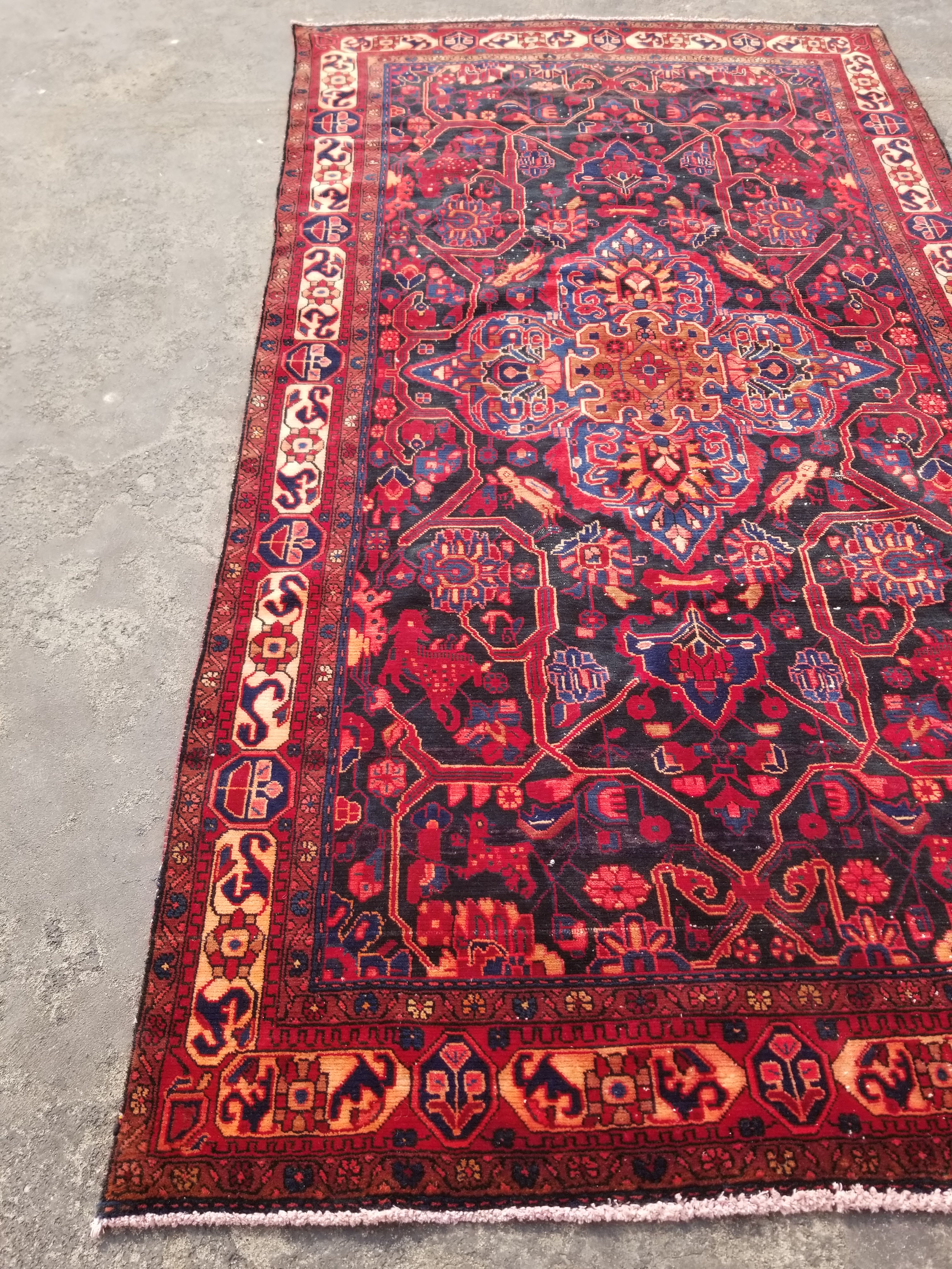Distressed Vintage Handmade Navahand Wool Multicolor Rug 286x148cm