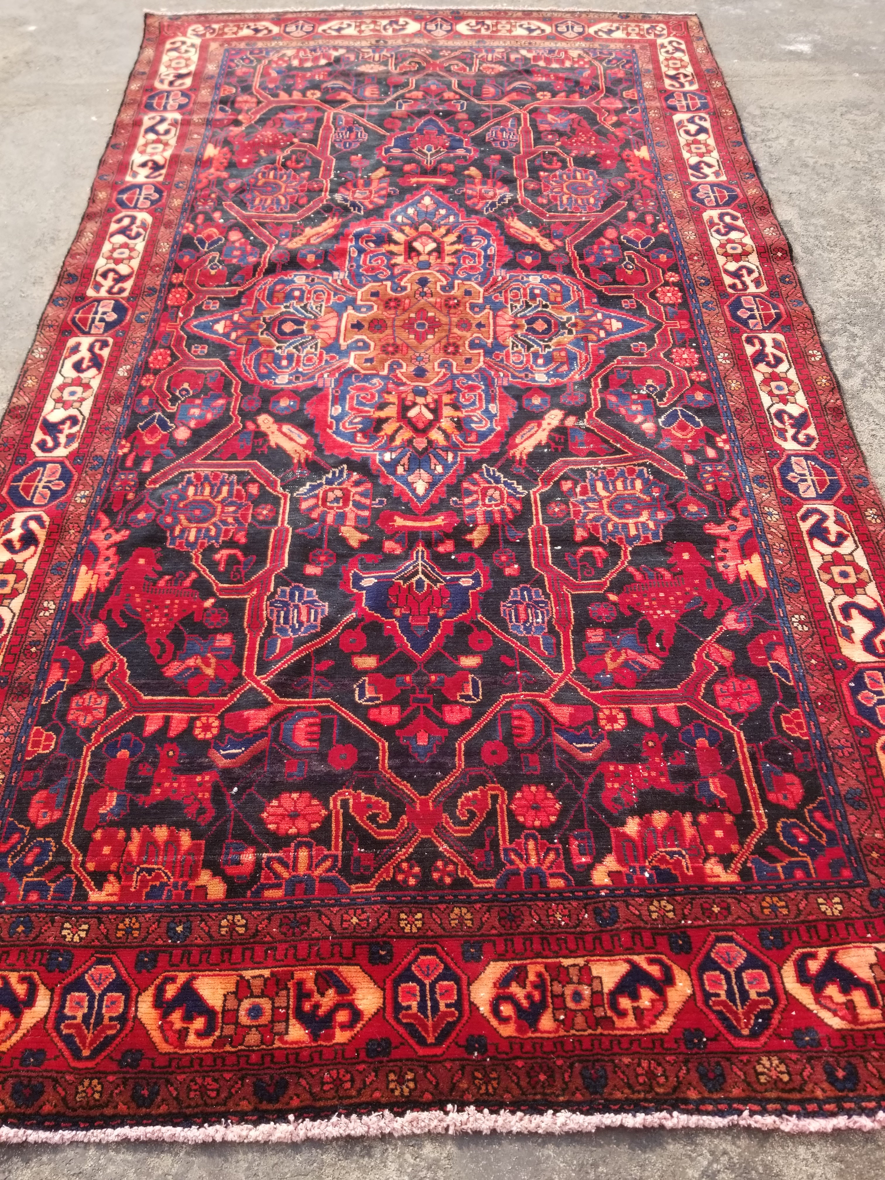 Distressed Vintage Handmade Navahand Wool Multicolor Rug 286x148cm