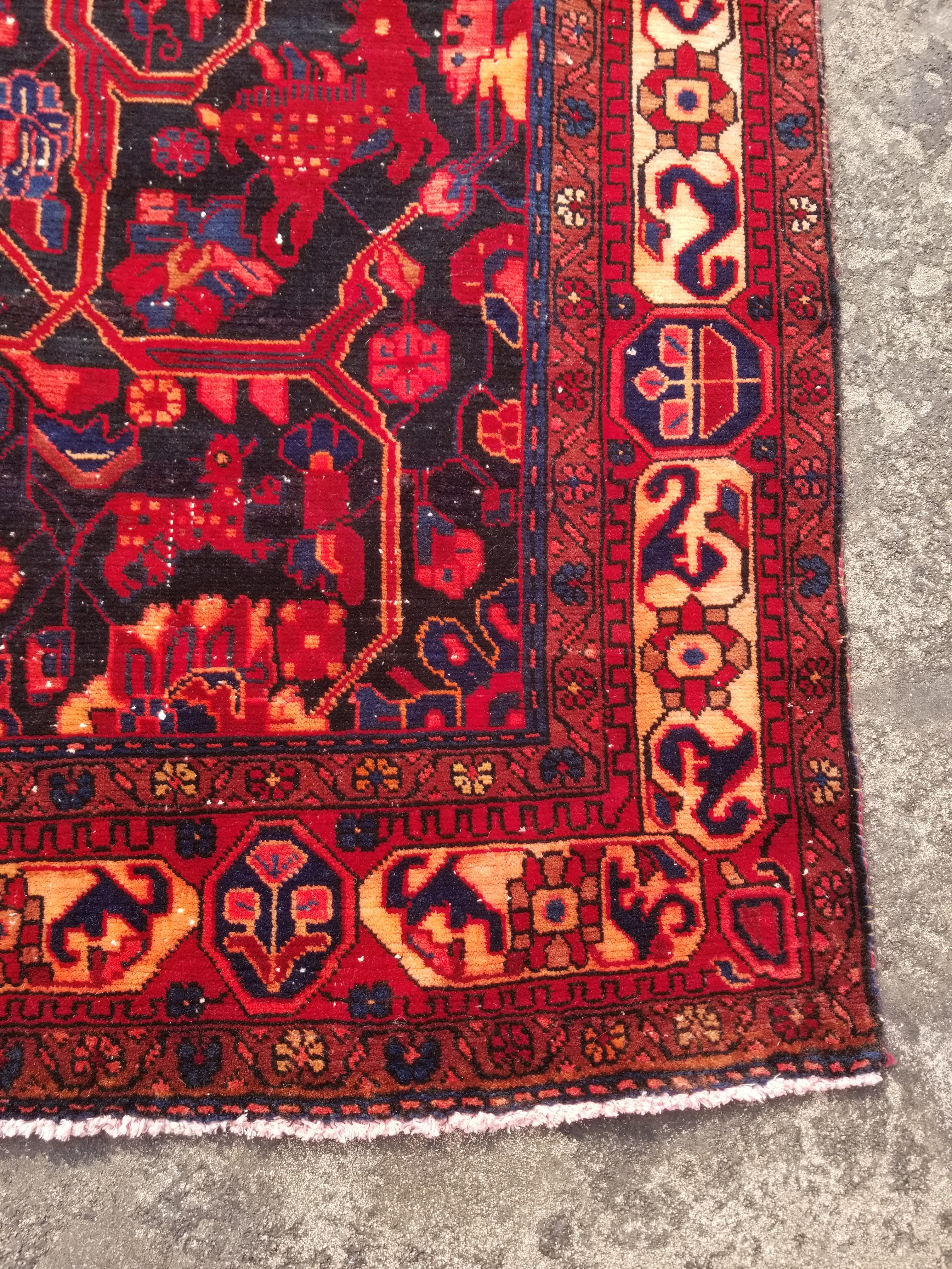 Distressed Vintage Handmade Navahand Wool Multicolor Rug 286x148cm
