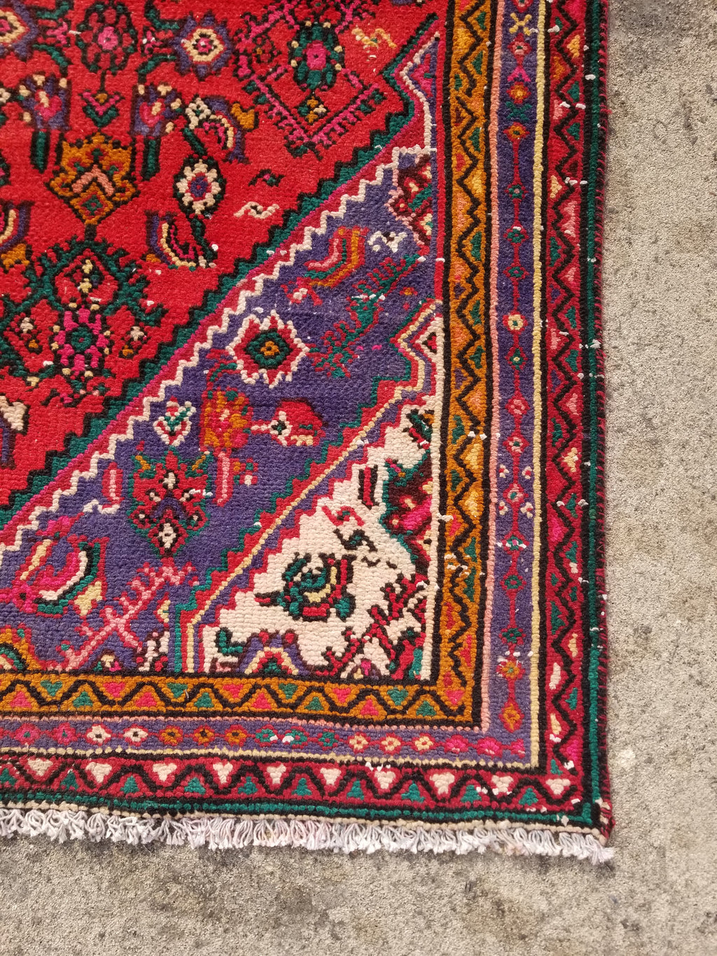 Antique Traditional Handmade Hamadan Wool Multicolor Rug 248x137cm