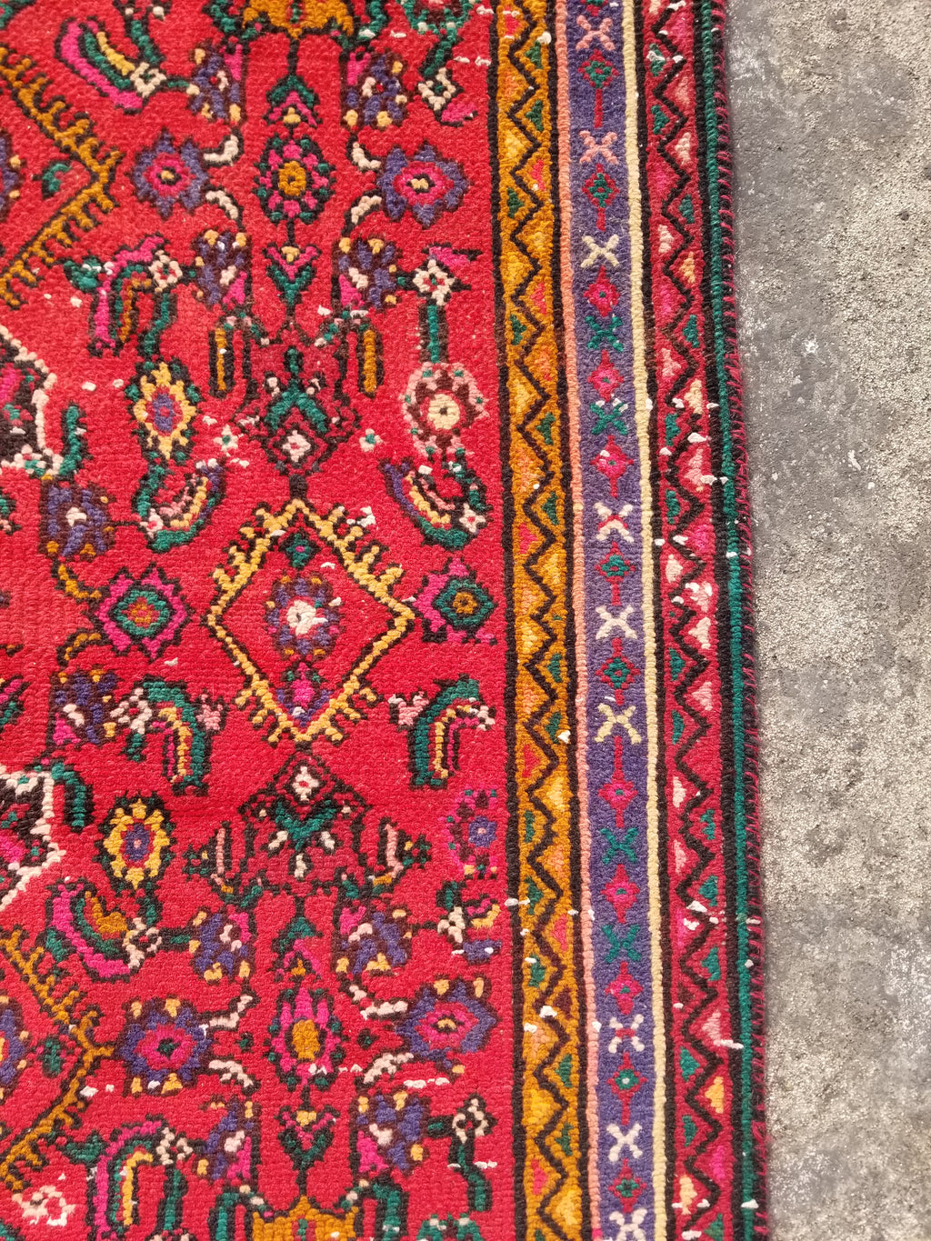 Antique Traditional Handmade Hamadan Wool Multicolor Rug 248x137cm