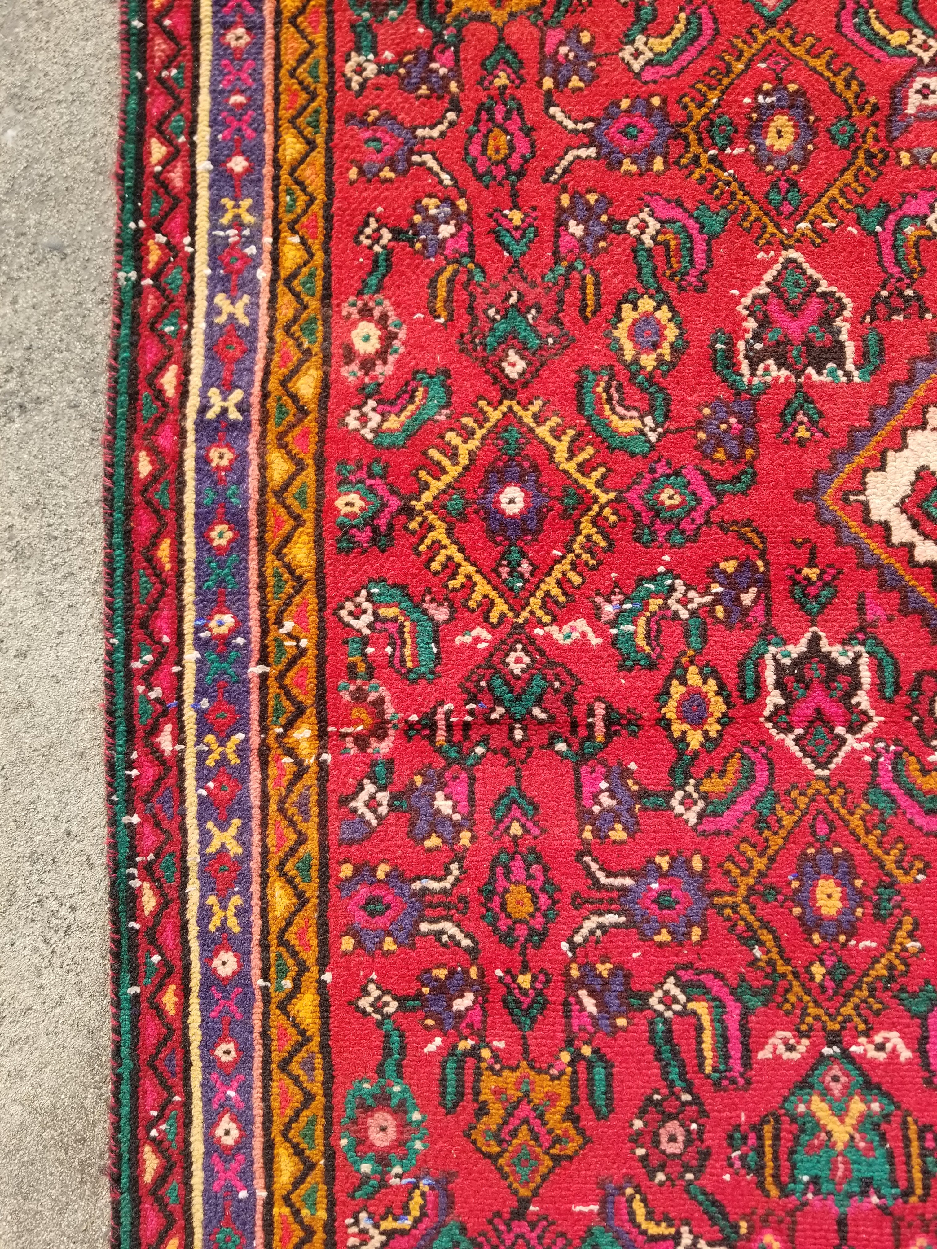Antique Traditional Handmade Hamadan Wool Multicolor Rug 248x137cm