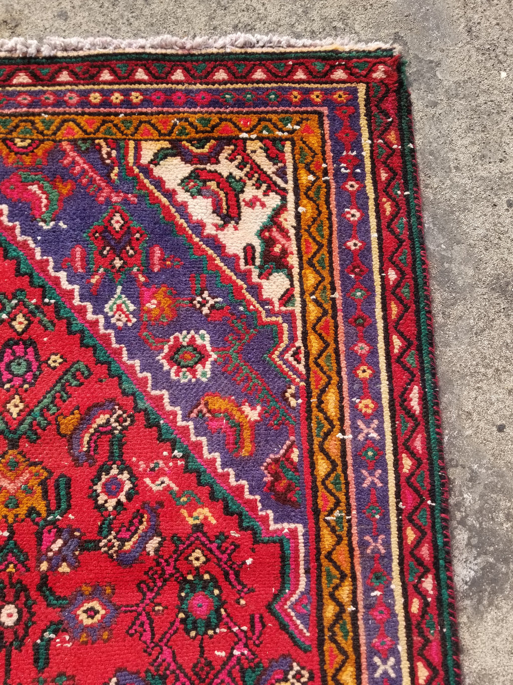 Antique Traditional Handmade Hamadan Wool Multicolor Rug 248x137cm