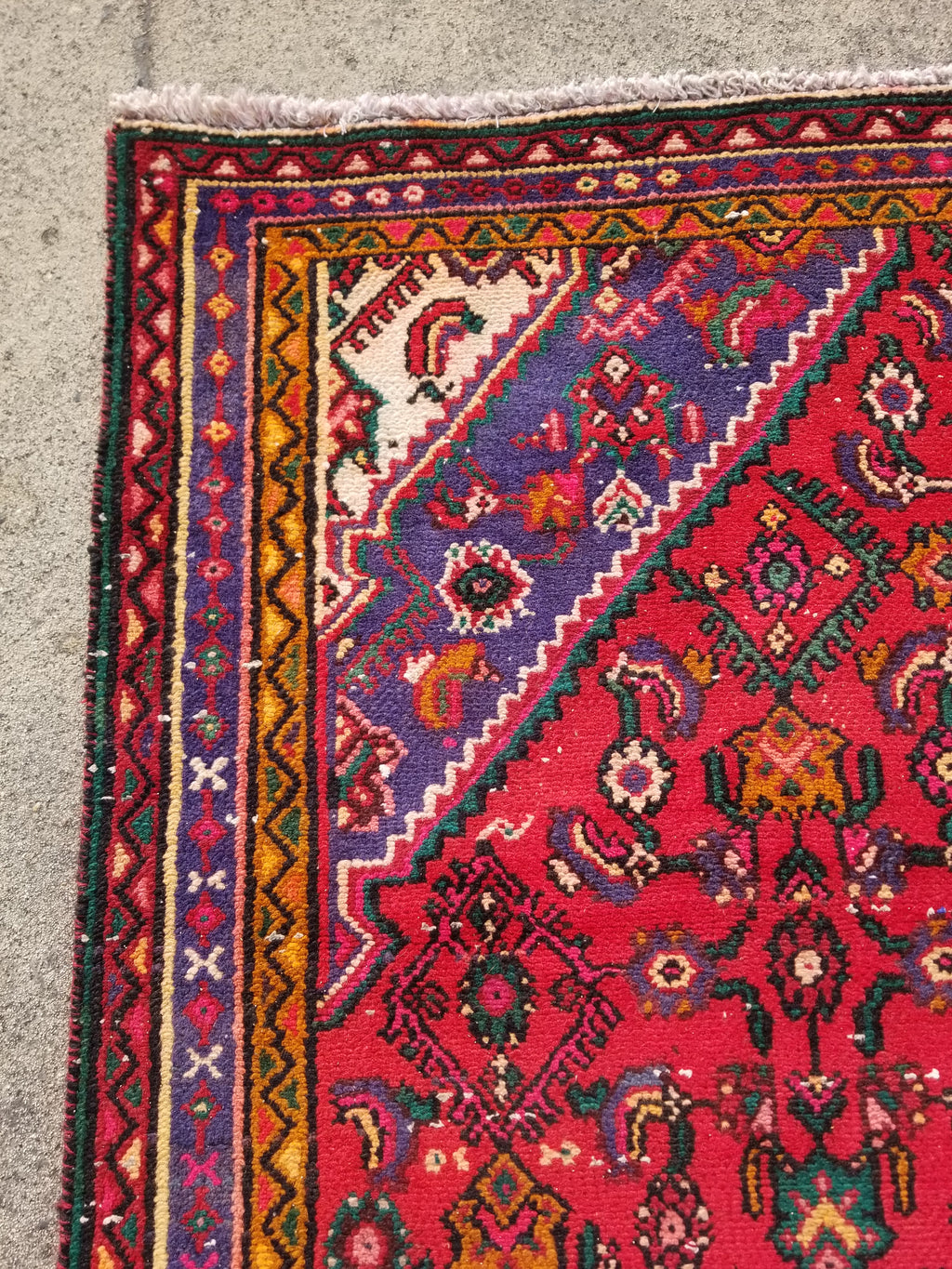 Antique Traditional Handmade Hamadan Wool Multicolor Rug 248x137cm
