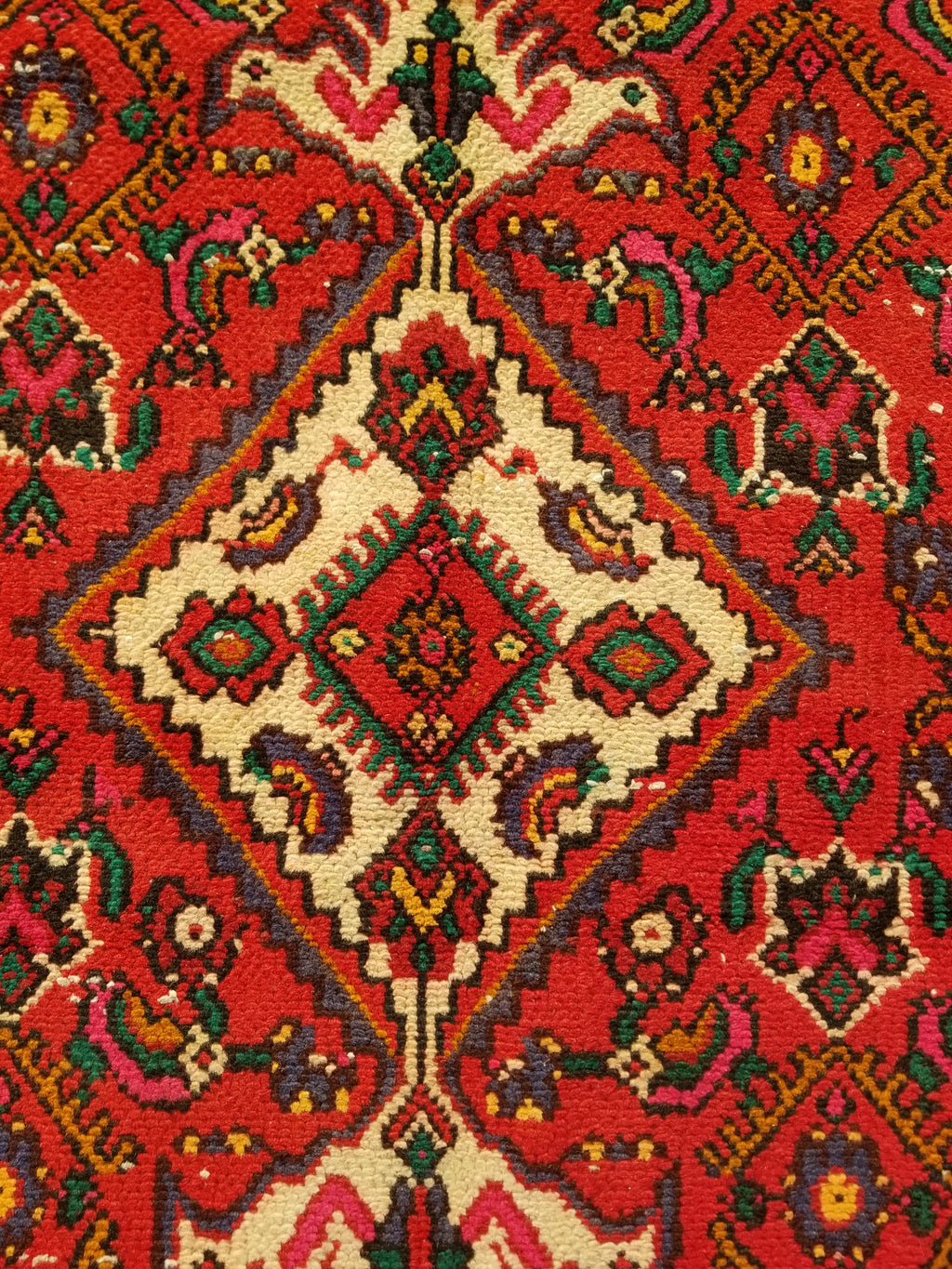 Antique Traditional Handmade Hamadan Wool Multicolor Rug 248x137cm