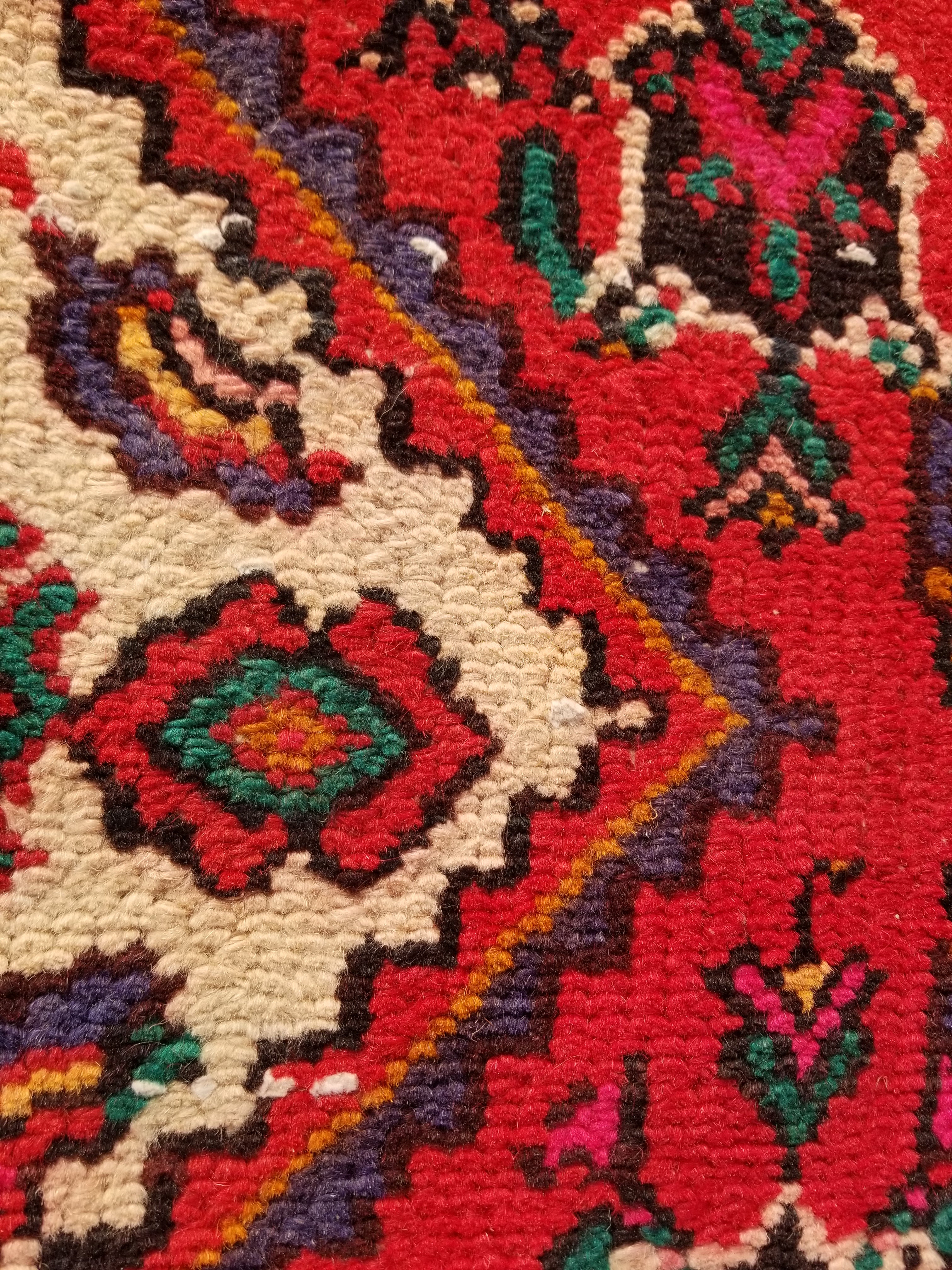Antique Traditional Handmade Hamadan Wool Multicolor Rug 248x137cm