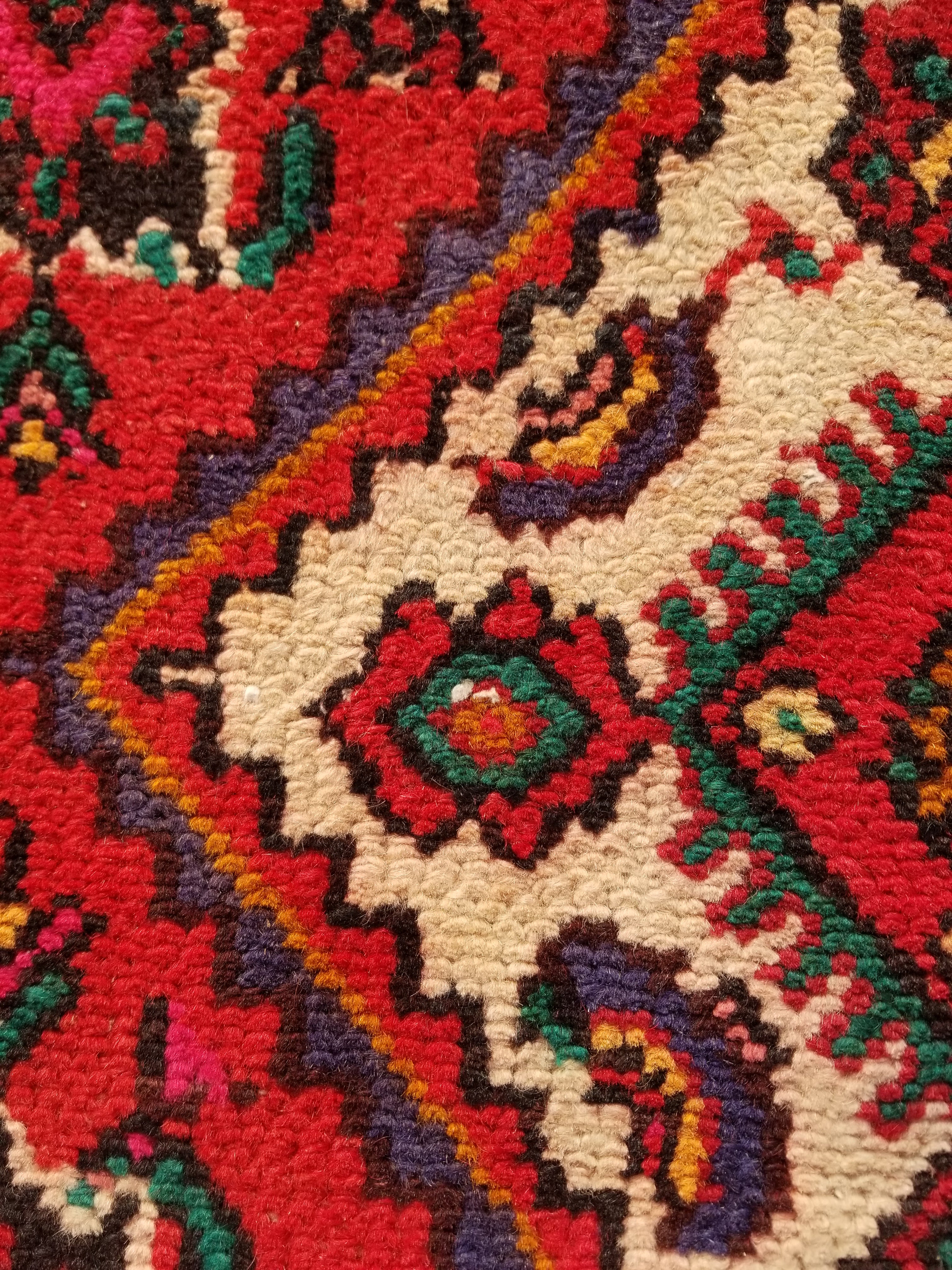 Antique Traditional Handmade Hamadan Wool Multicolor Rug 248x137cm