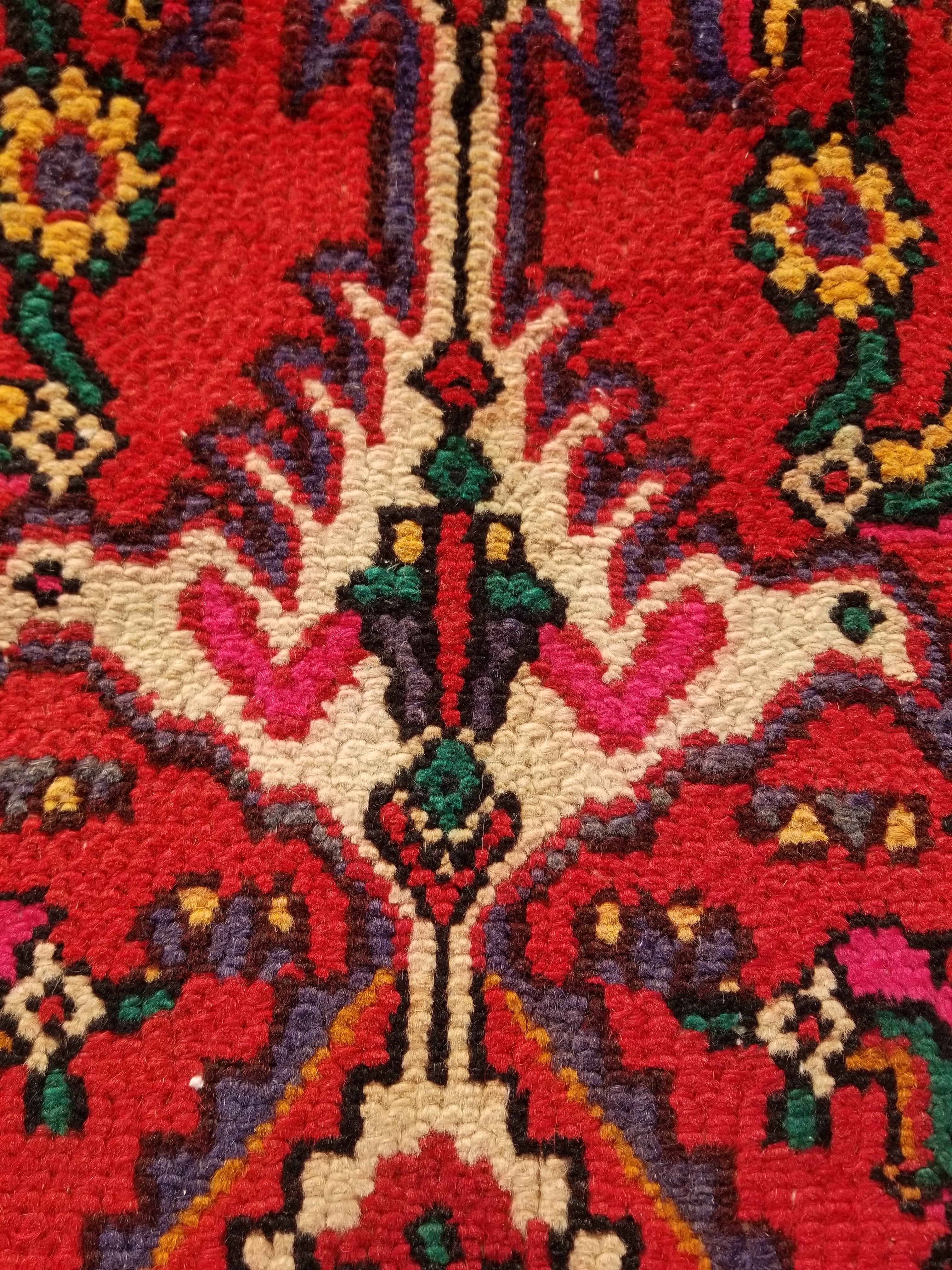 Antique Traditional Handmade Hamadan Wool Multicolor Rug 248x137cm