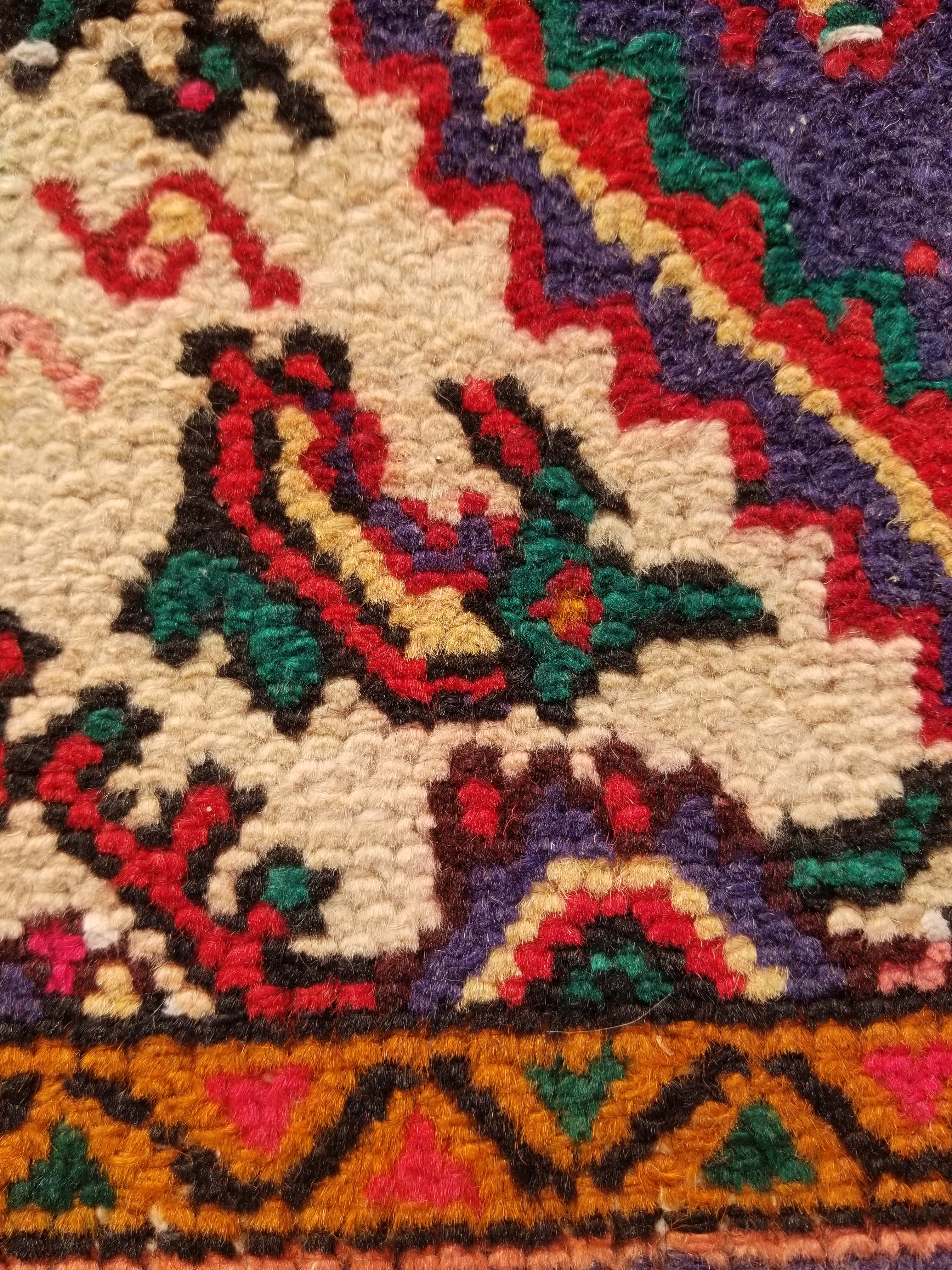 Antique Traditional Handmade Hamadan Wool Multicolor Rug 248x137cm