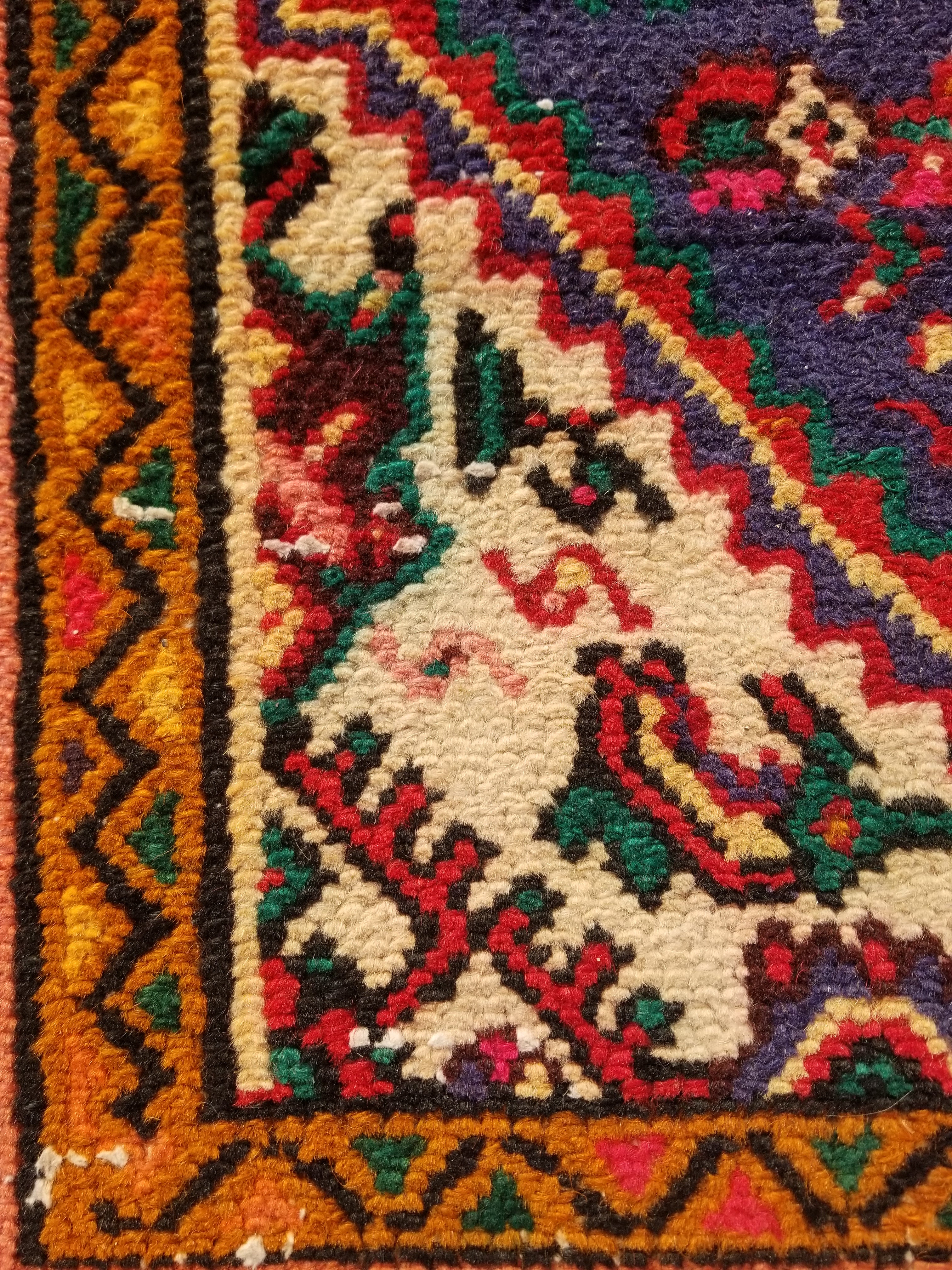 Antique Traditional Handmade Hamadan Wool Multicolor Rug 248x137cm