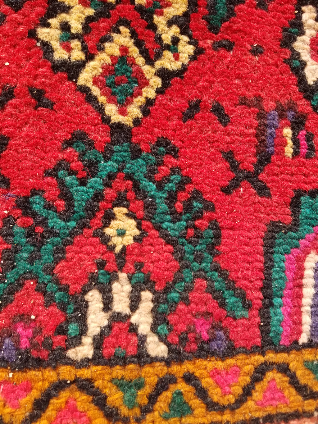 Antique Traditional Handmade Hamadan Wool Multicolor Rug 248x137cm
