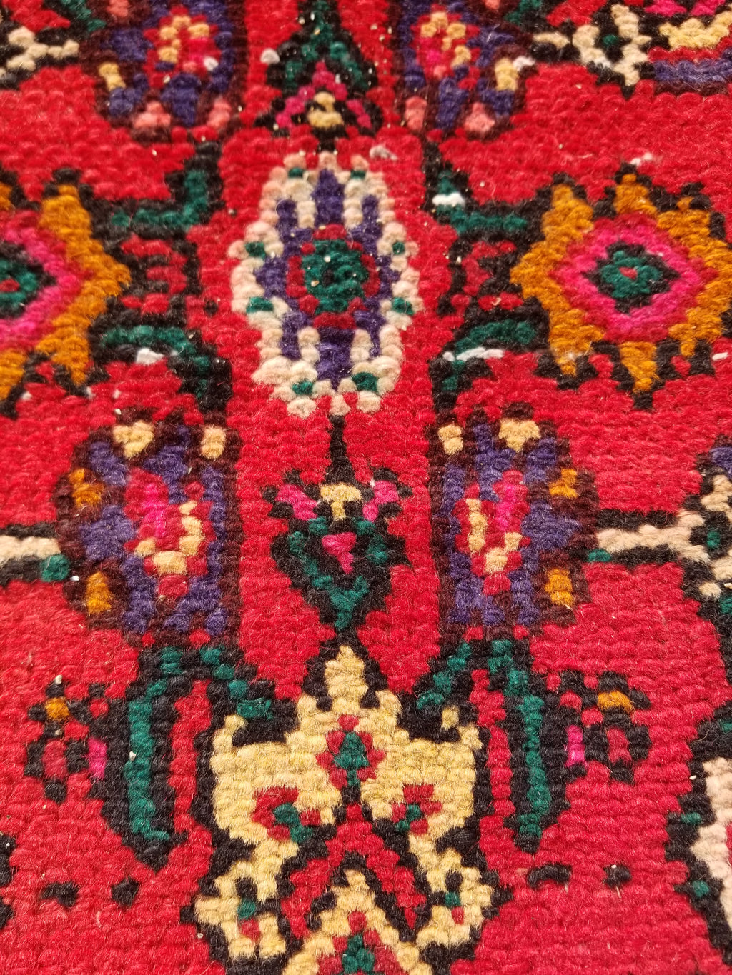 Antique Traditional Handmade Hamadan Wool Multicolor Rug 248x137cm