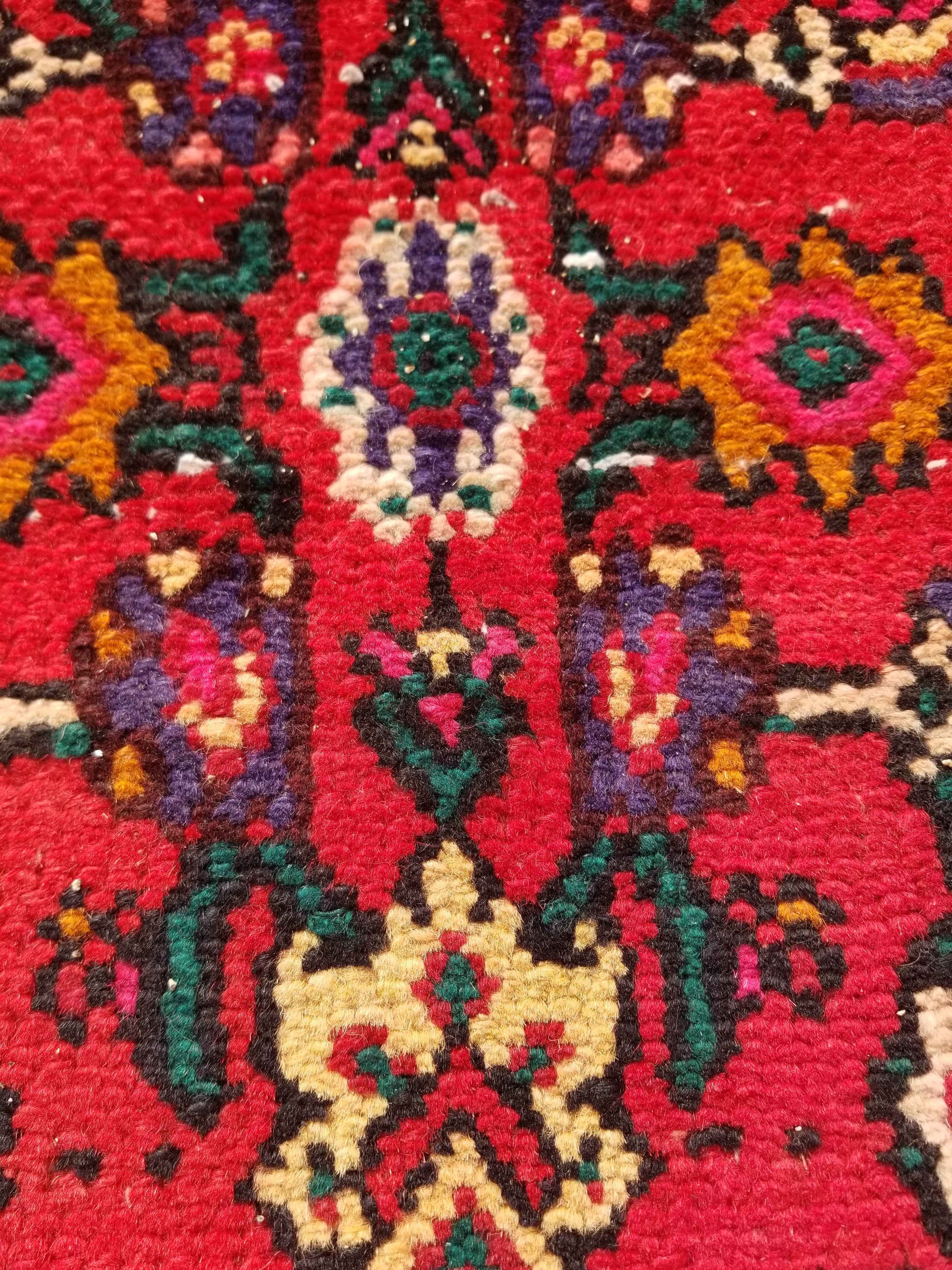 Antique Traditional Handmade Hamadan Wool Multicolor Rug 248x137cm
