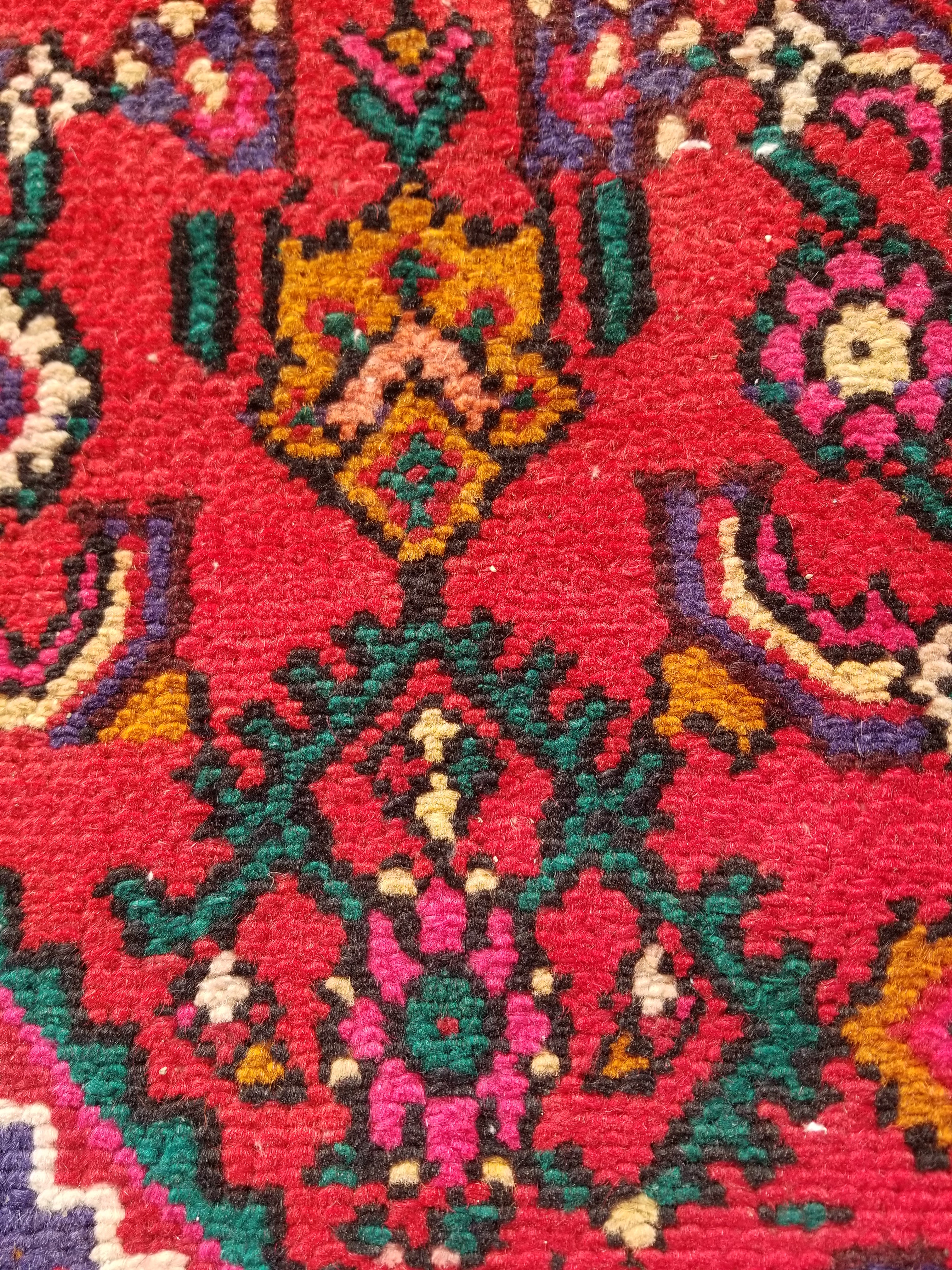 Antique Traditional Handmade Hamadan Wool Multicolor Rug 248x137cm