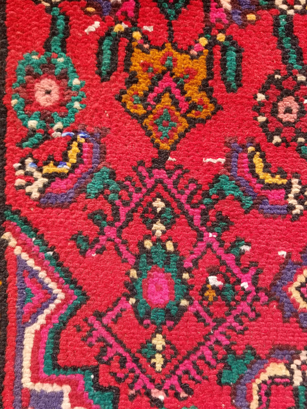 Antique Traditional Handmade Hamadan Wool Multicolor Rug 248x137cm