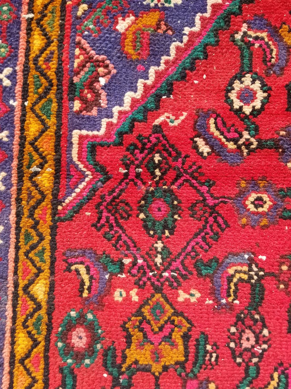 Antique Traditional Handmade Hamadan Wool Multicolor Rug 248x137cm