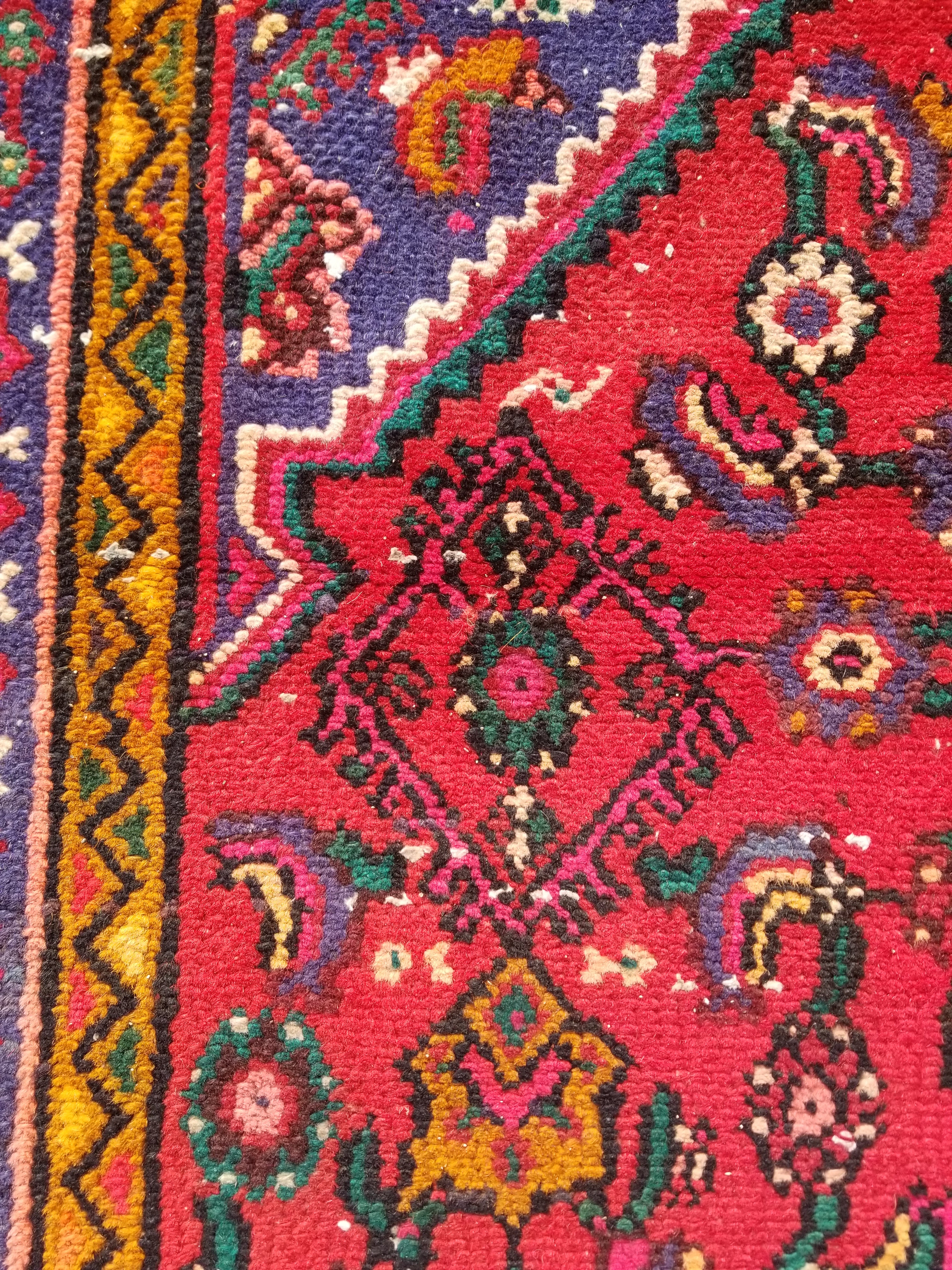 Antique Traditional Handmade Hamadan Wool Multicolor Rug 248x137cm