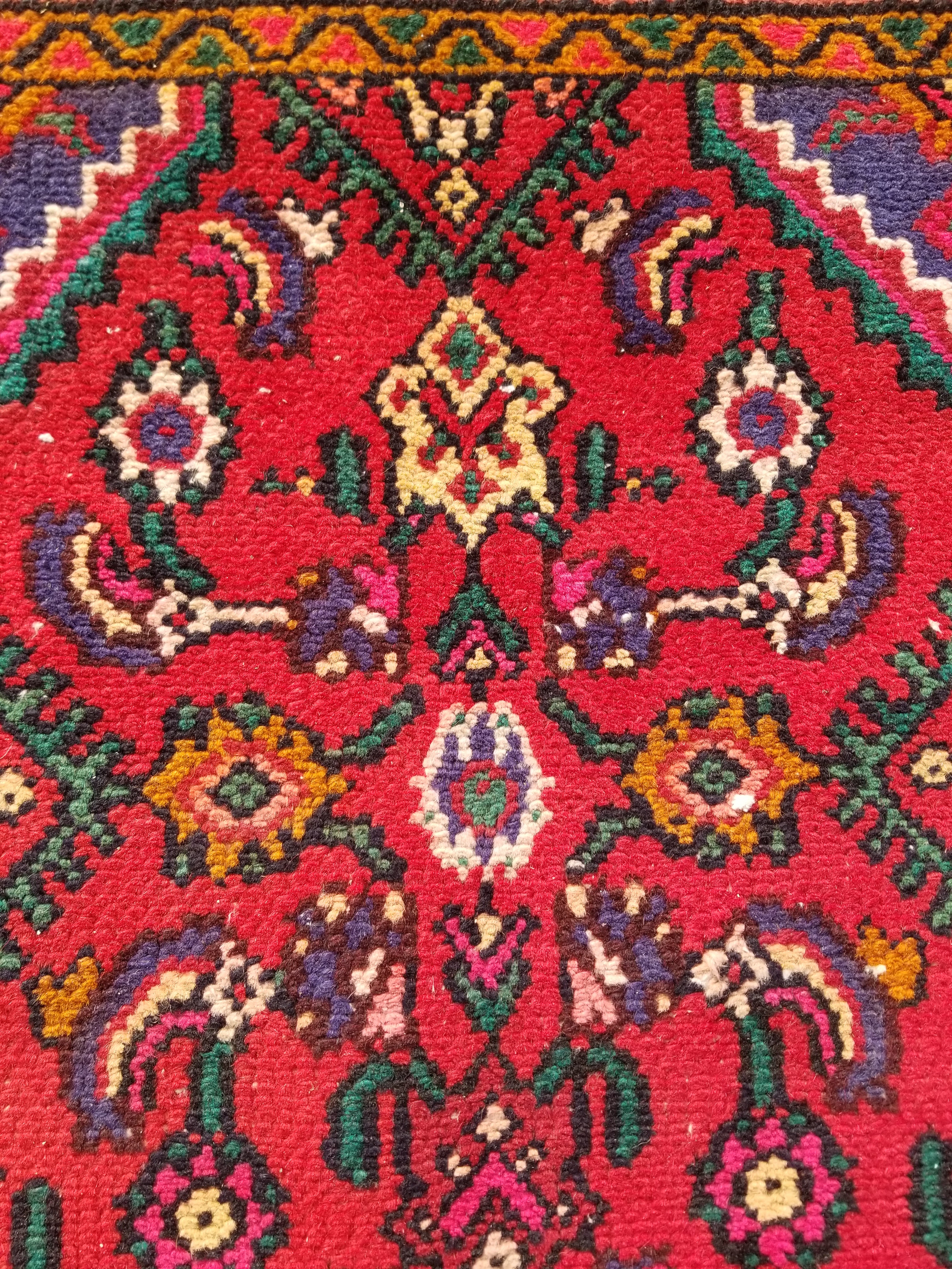 Antique Traditional Handmade Hamadan Wool Multicolor Rug 248x137cm