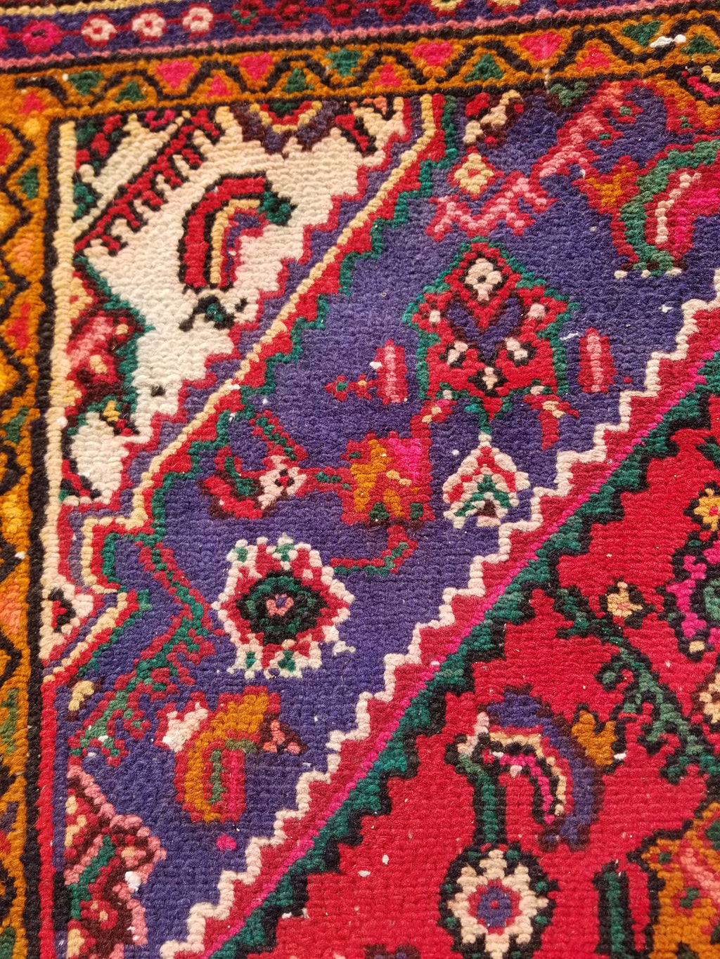 Antique Traditional Handmade Hamadan Wool Multicolor Rug 248x137cm