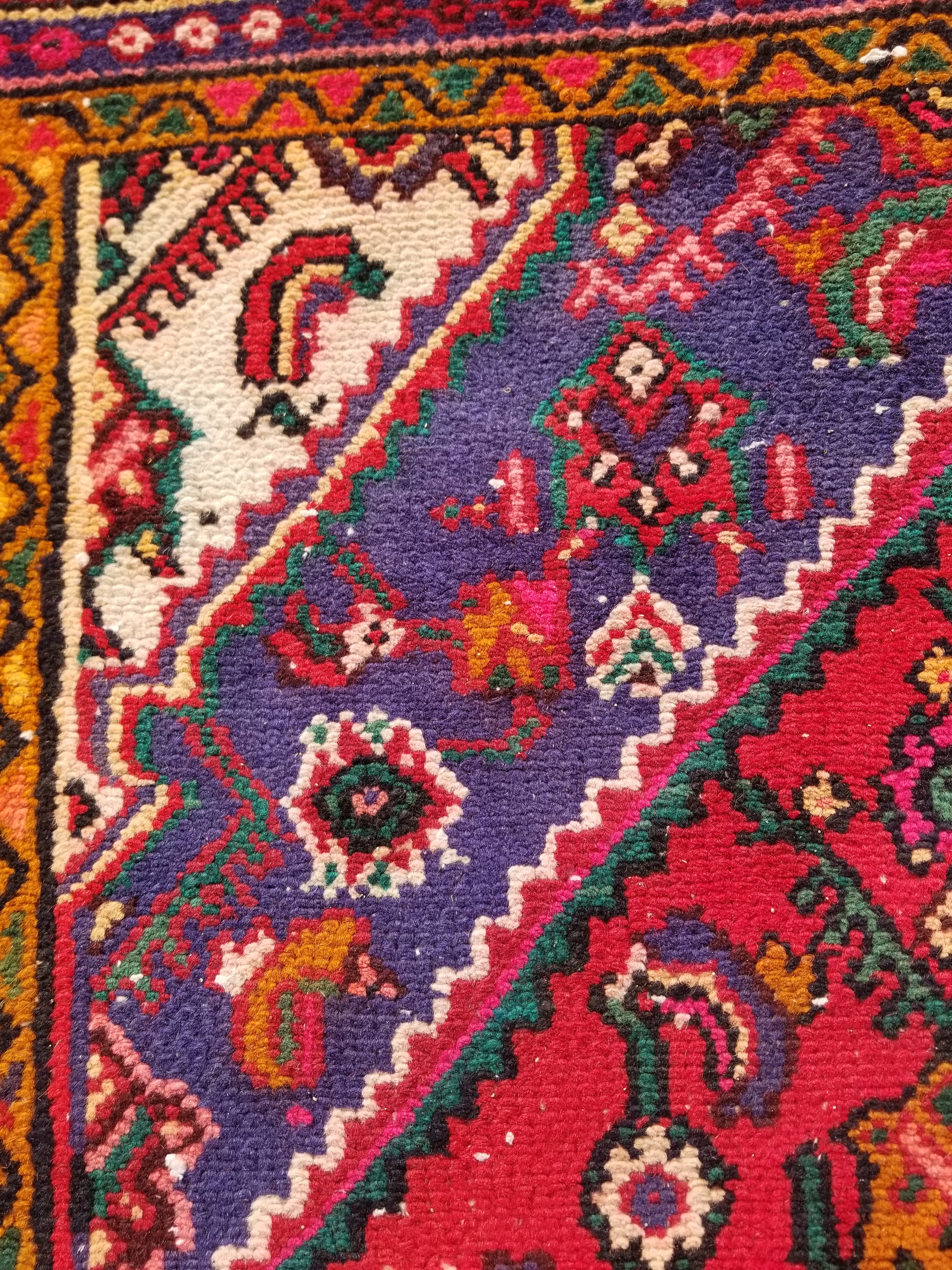 Antique Traditional Handmade Hamadan Wool Multicolor Rug 248x137cm