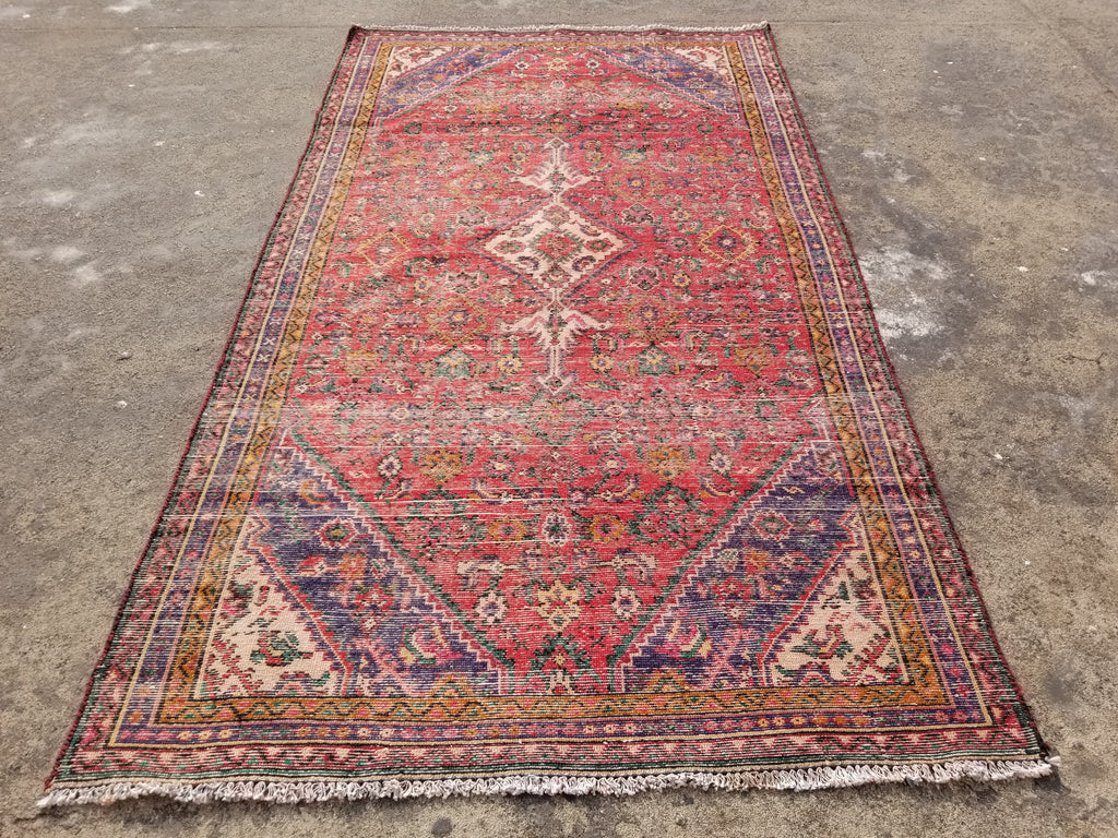 Antique Traditional Handmade Hamadan Wool Multicolor Rug 248x137cm