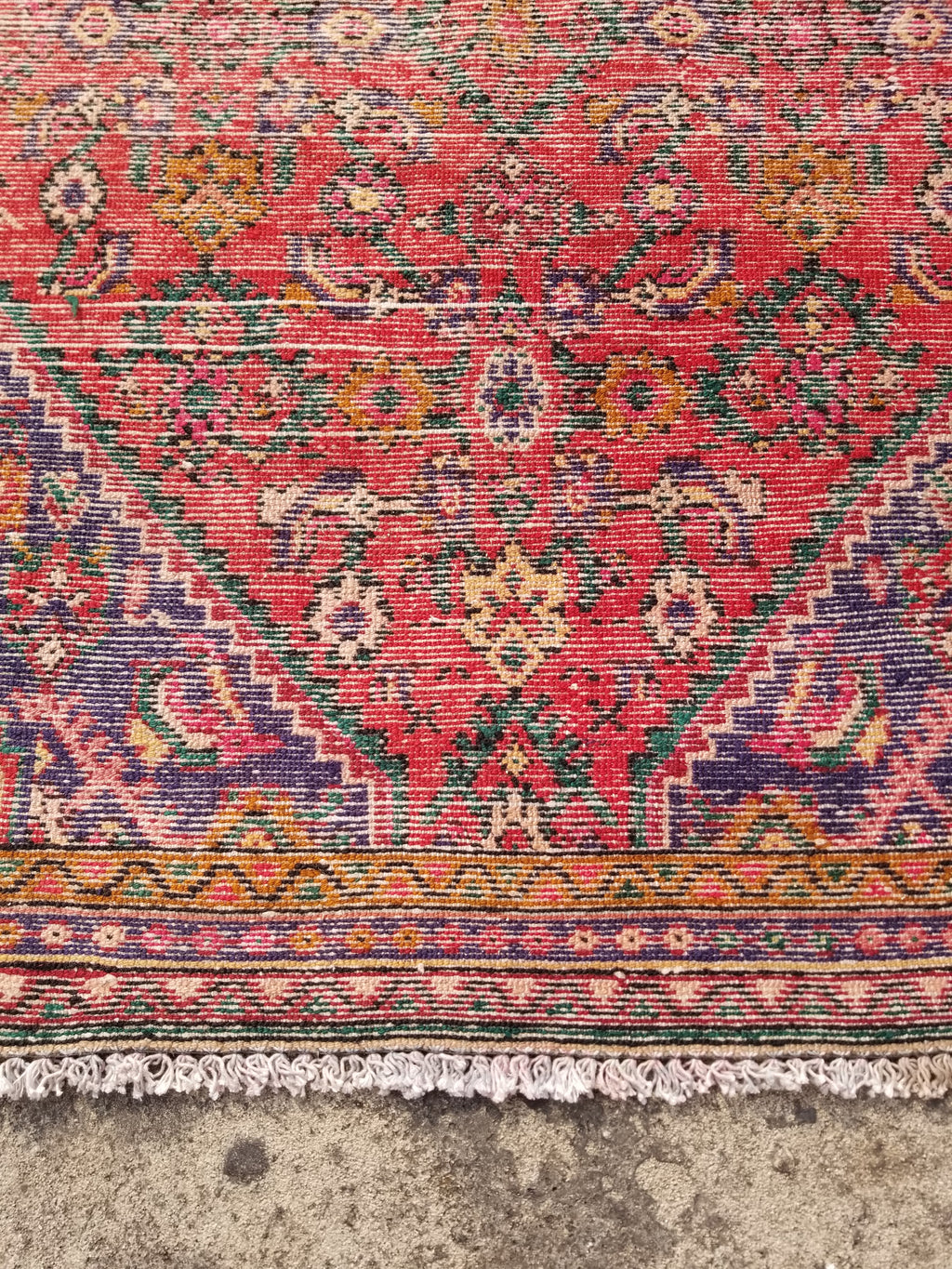 Antique Traditional Handmade Hamadan Wool Multicolor Rug 248x137cm