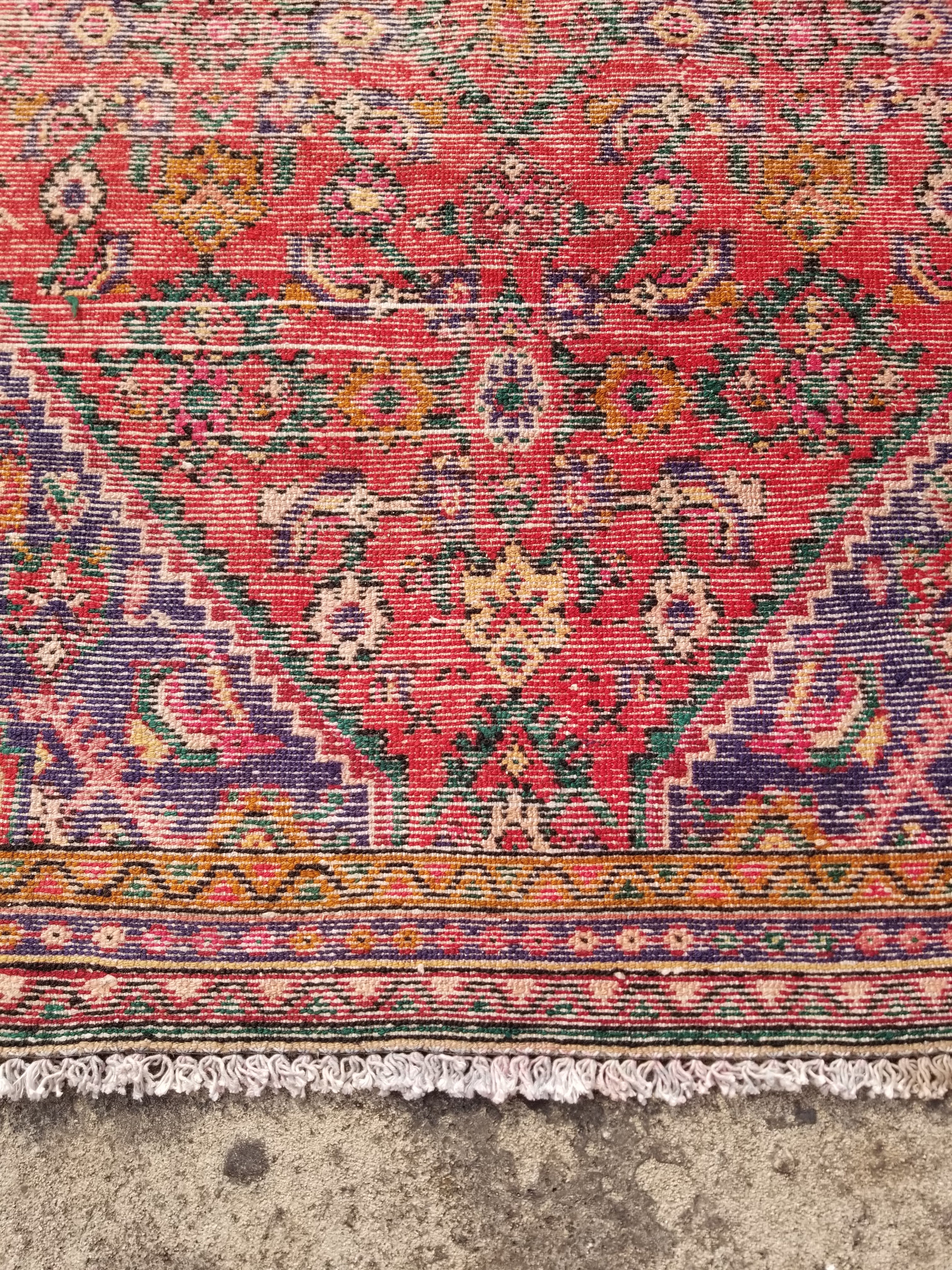 Antique Traditional Handmade Hamadan Wool Multicolor Rug 248x137cm
