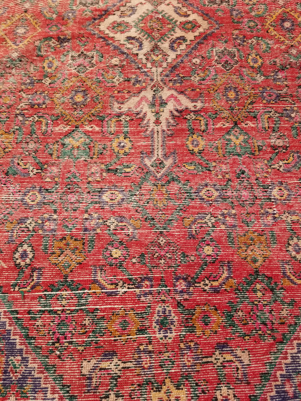 Antique Traditional Handmade Hamadan Wool Multicolor Rug 248x137cm