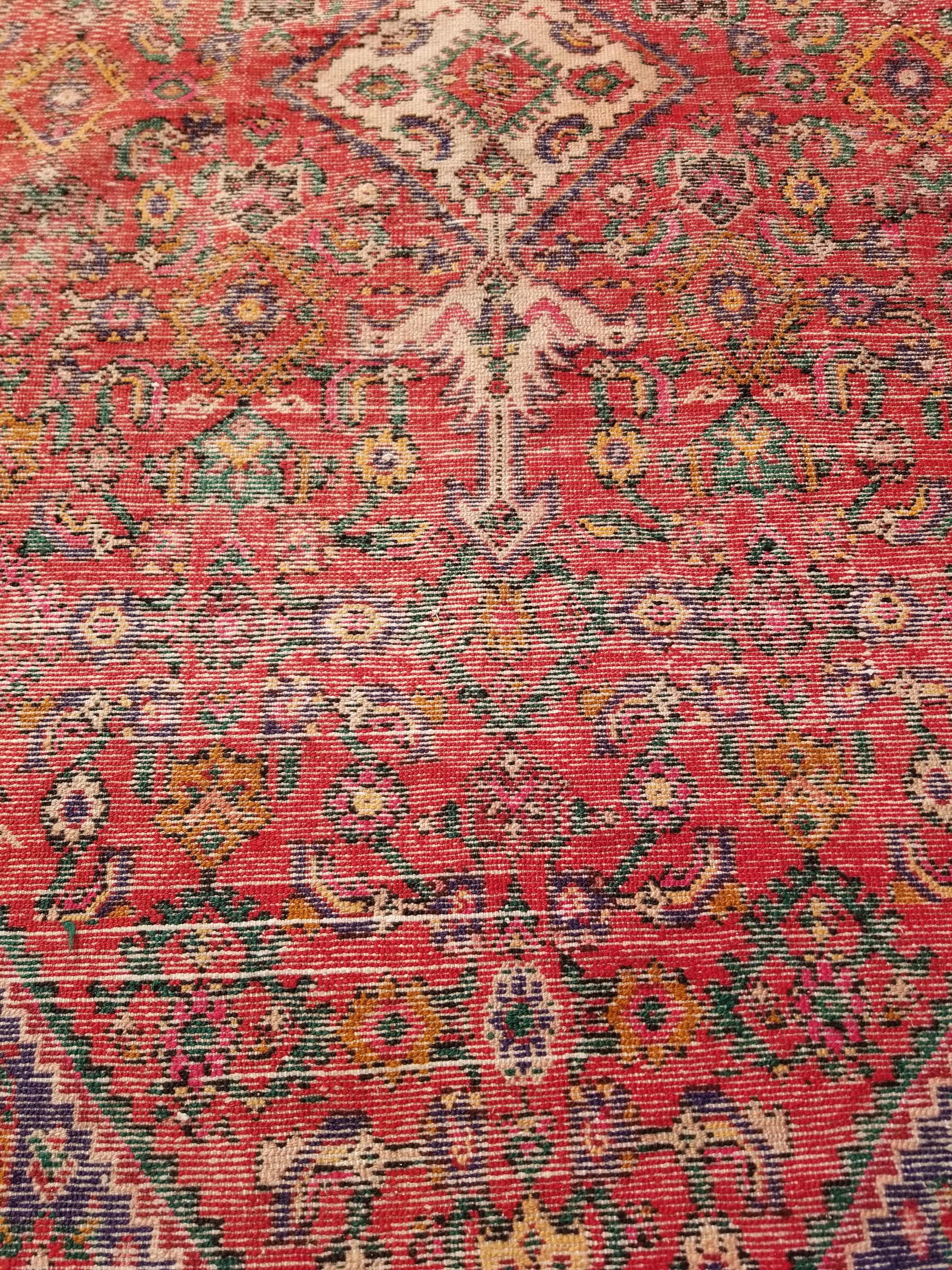 Antique Traditional Handmade Hamadan Wool Multicolor Rug 248x137cm