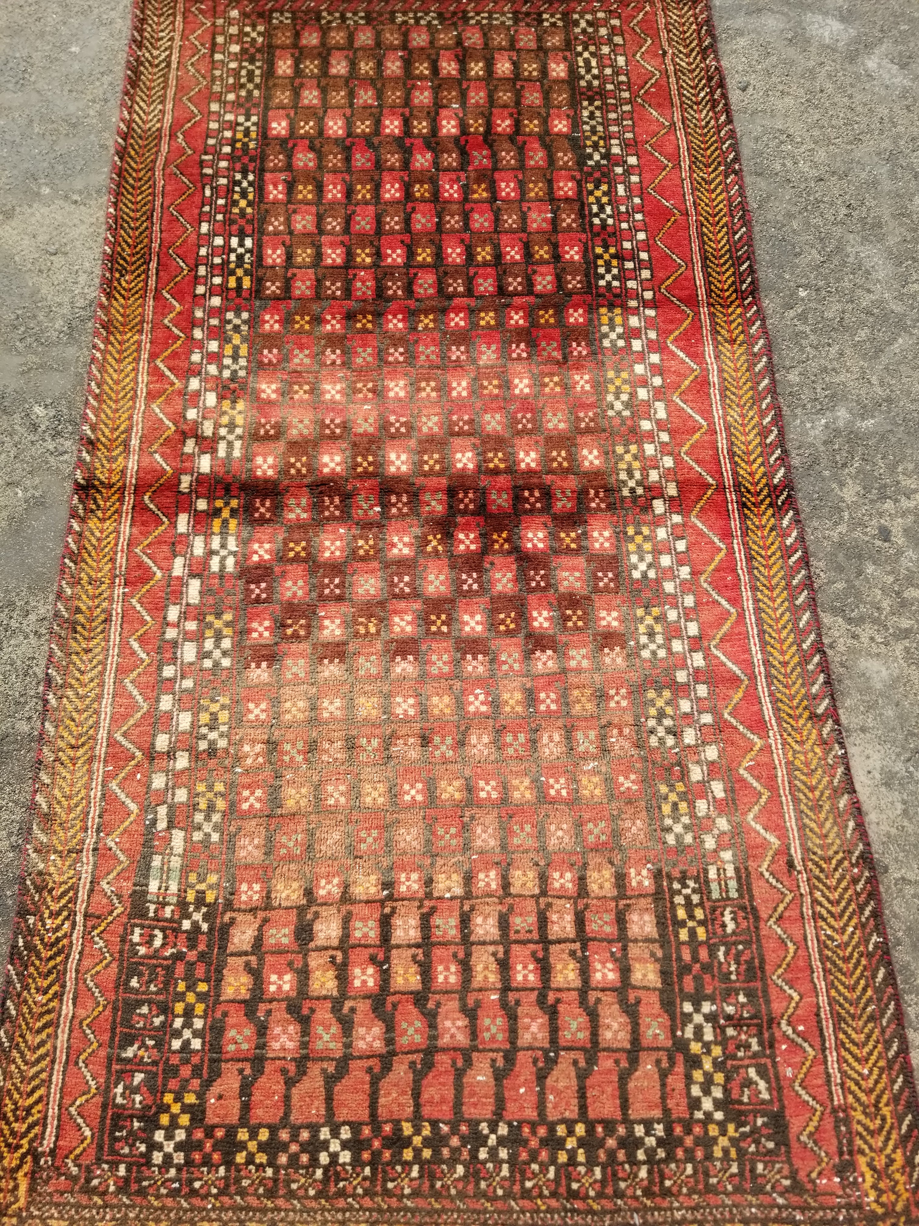 Distressed Vintage Traditional Handmade Afghan Wool Multicolor Rug 160x88cm