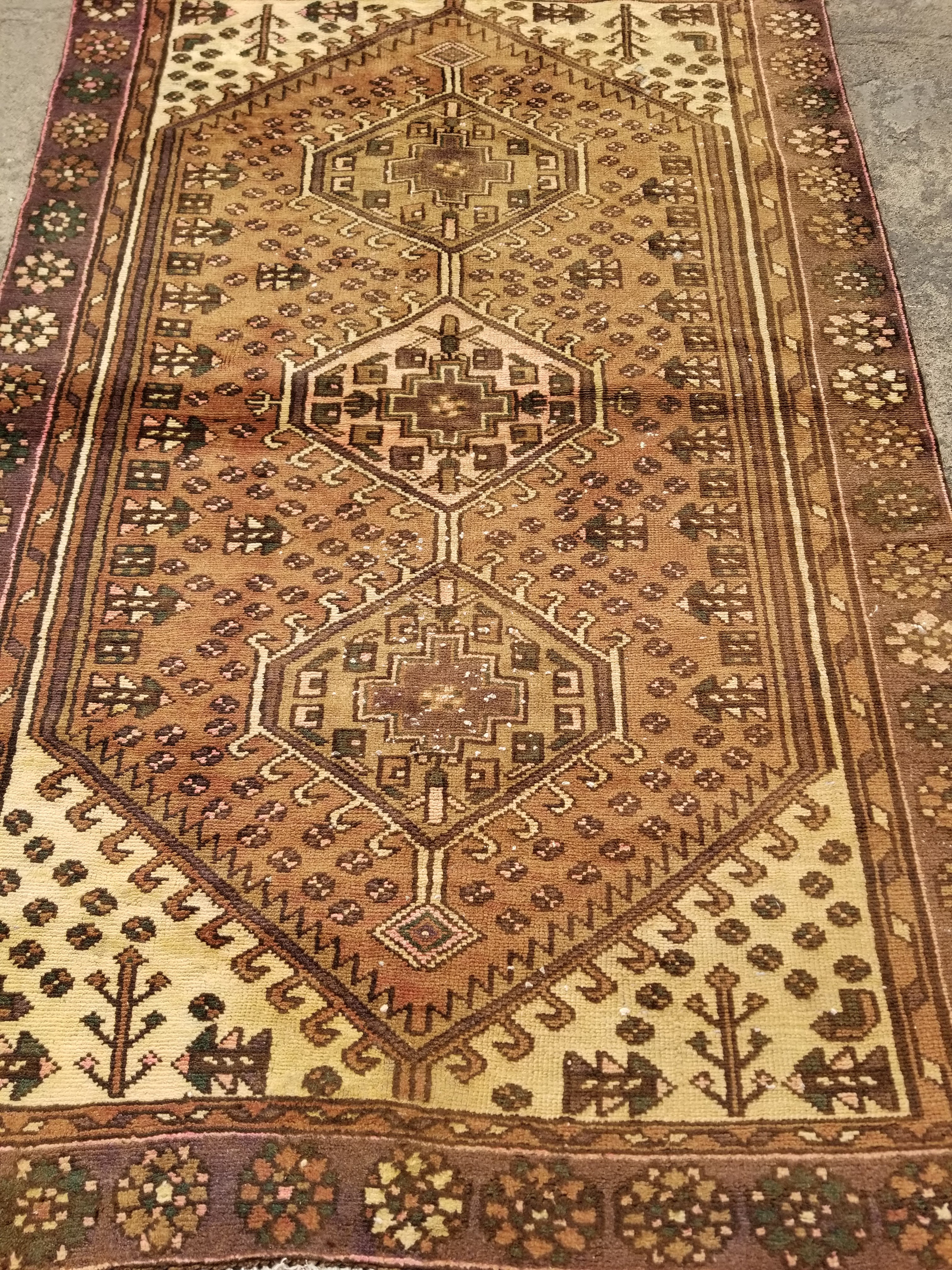 Distressed Antique Handmade Afghan Wool Multicolor Rug 172x118cm