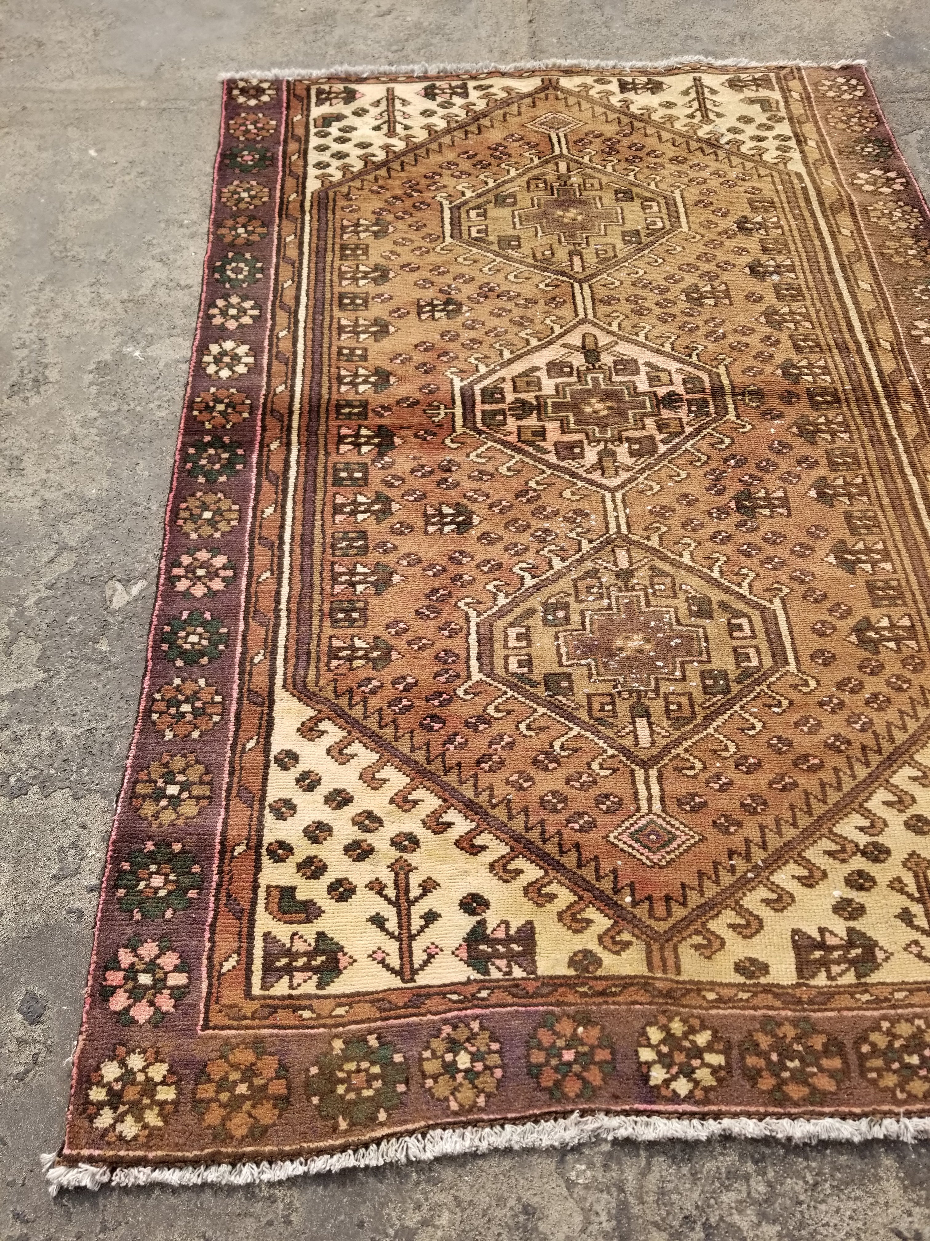 Distressed Antique Handmade Afghan Wool Multicolor Rug 172x118cm