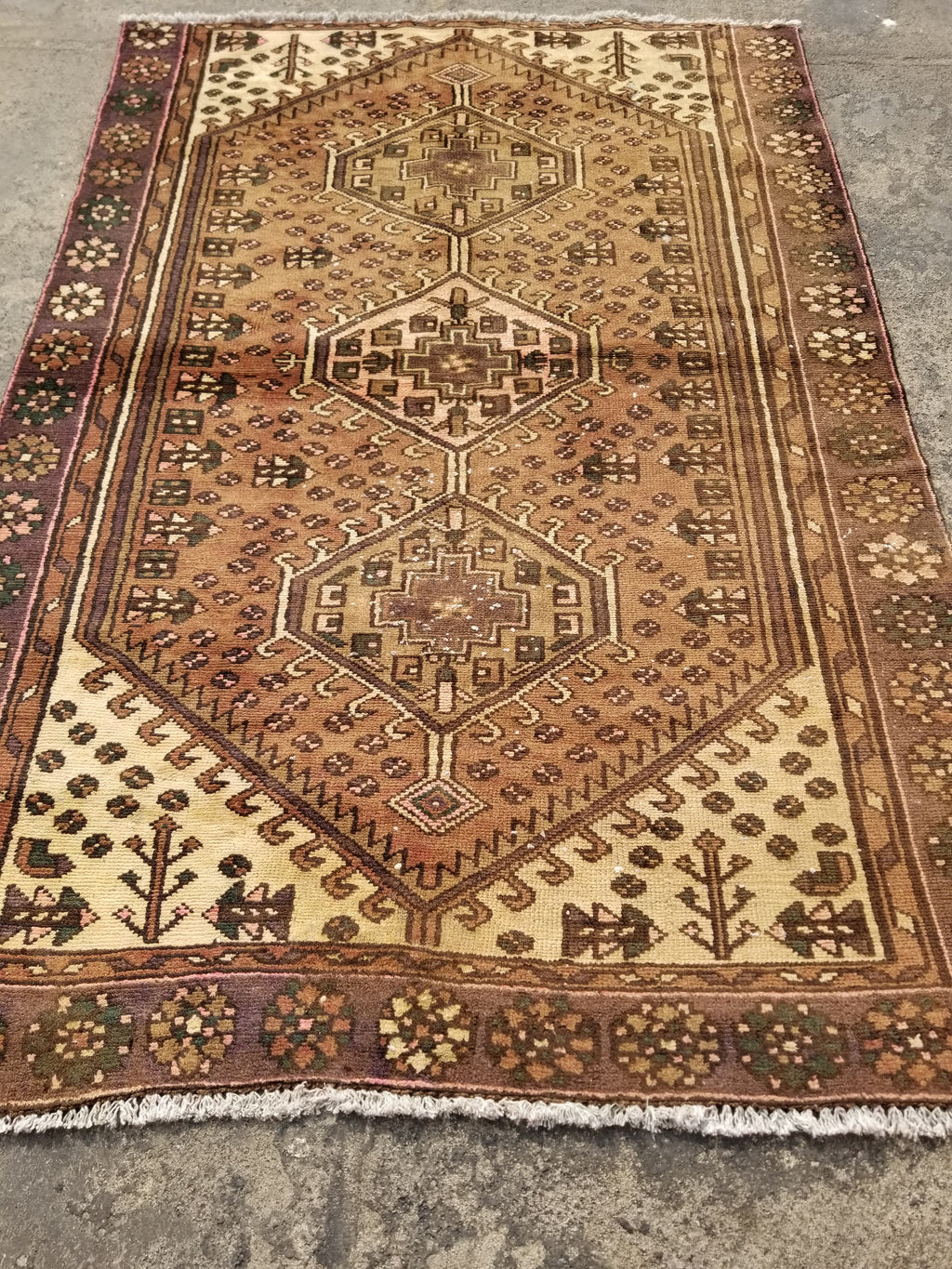 Distressed Antique Handmade Afghan Wool Multicolor Rug 172x118cm